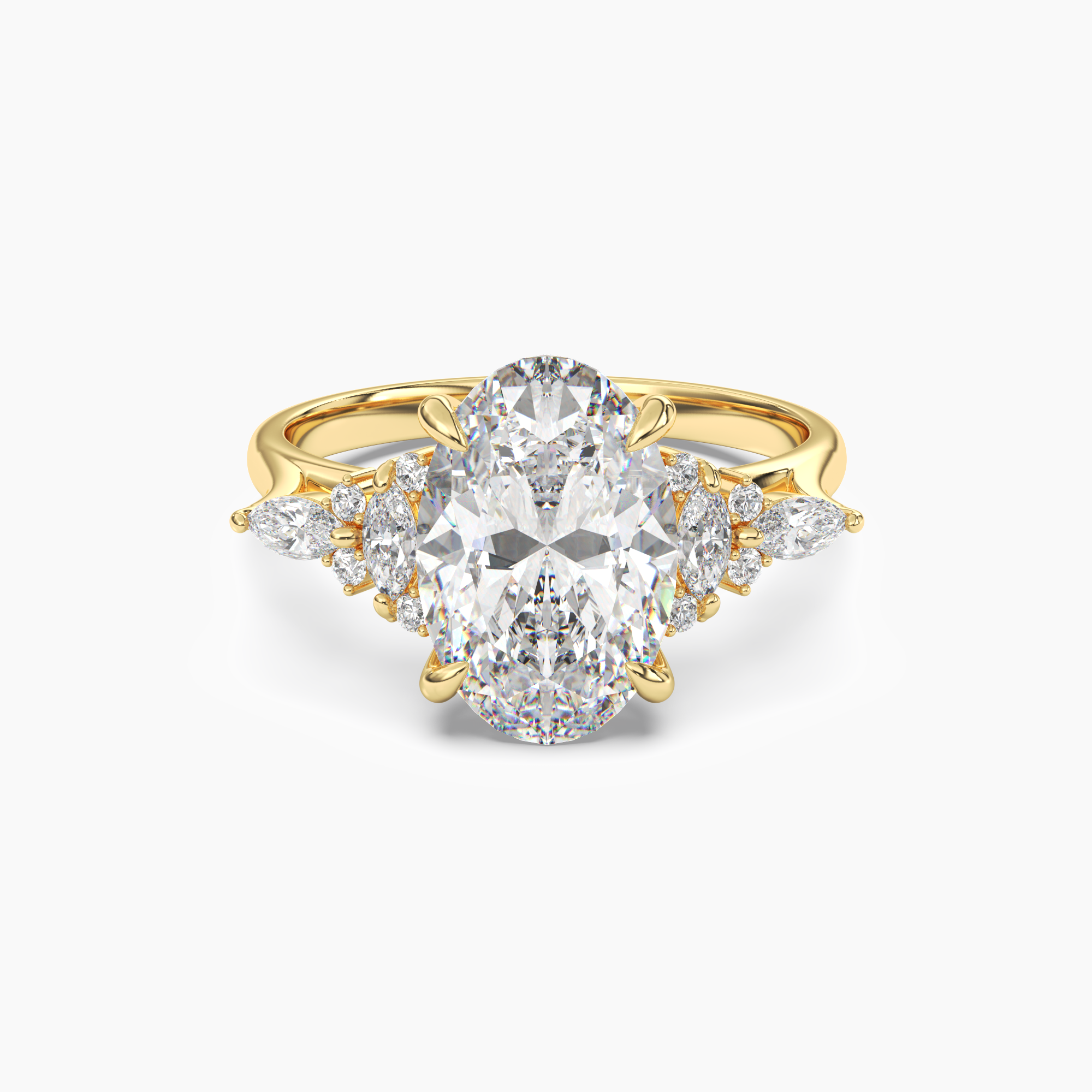 Celia 4.5 Carat Oval Cut Pave Lab Grown Diamond Ring in Silver - View 4