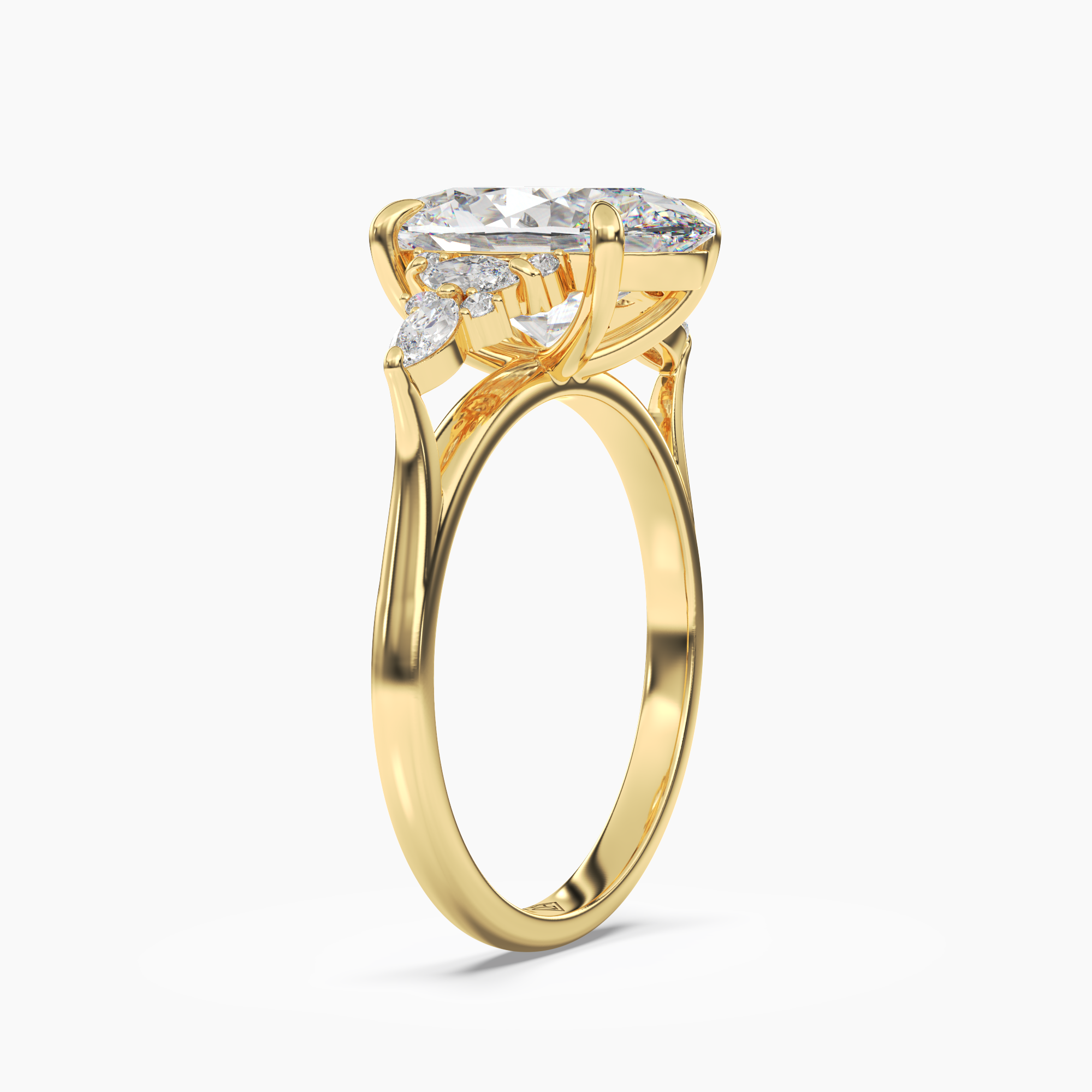 Celia 1 Carat Oval Cut Pave Lab Grown Diamond Ring in 14K White Gold - View 5