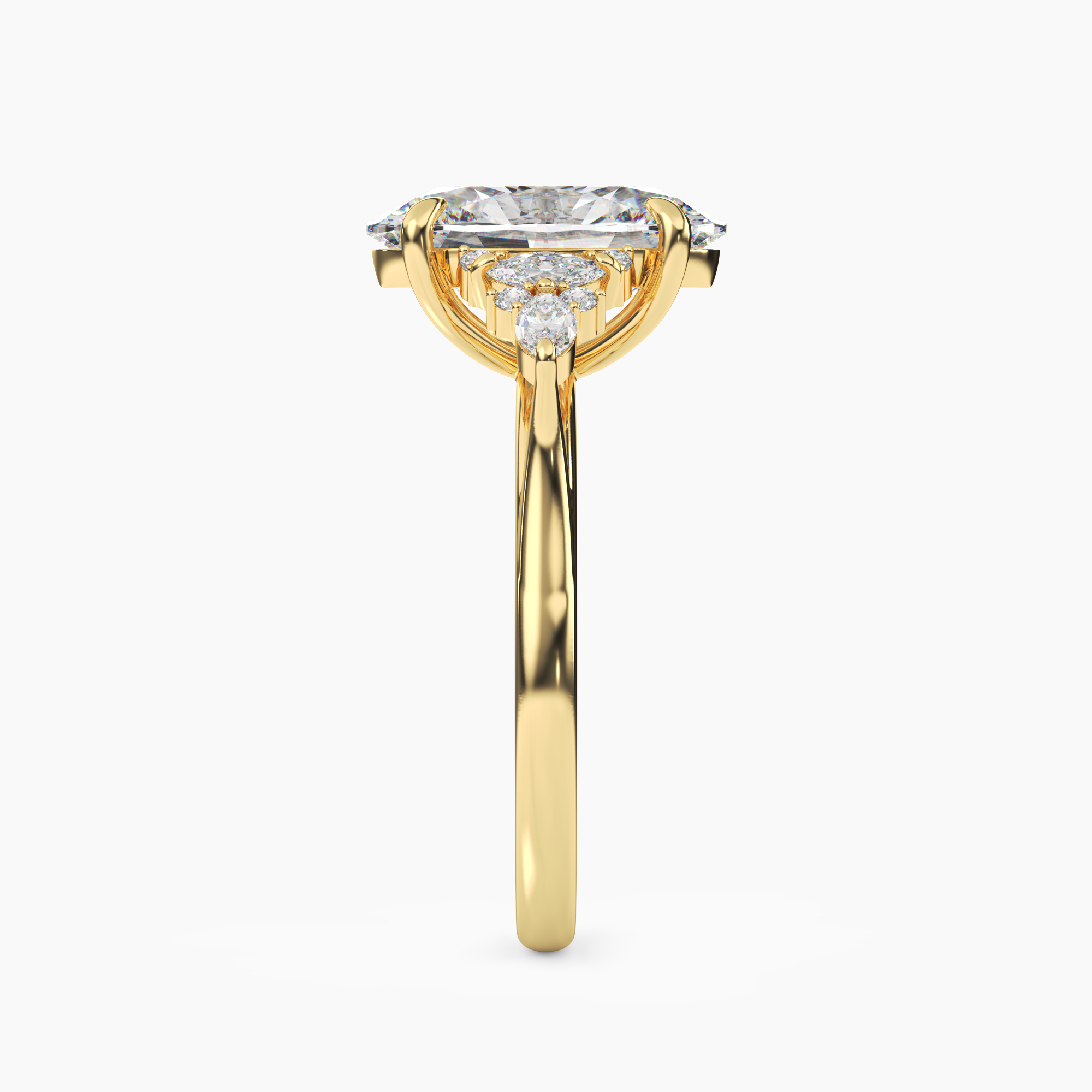 Celia 3 Carat Oval Cut Pave Lab Grown Diamond Ring in Platinum - View 6