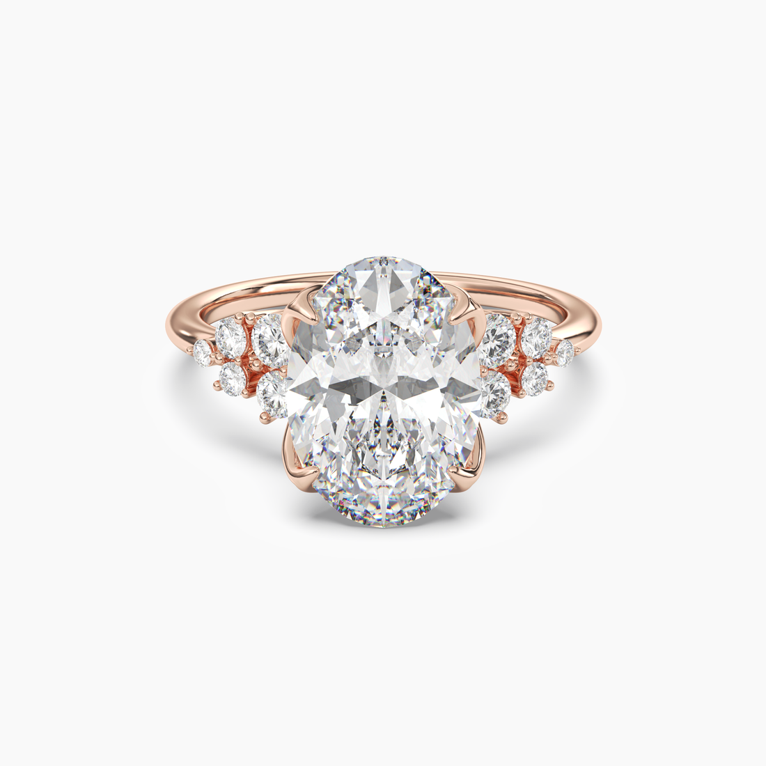 Fiona 1 Carat Oval Cut Pave Lab Grown Diamond Ring in 10K Rose Gold