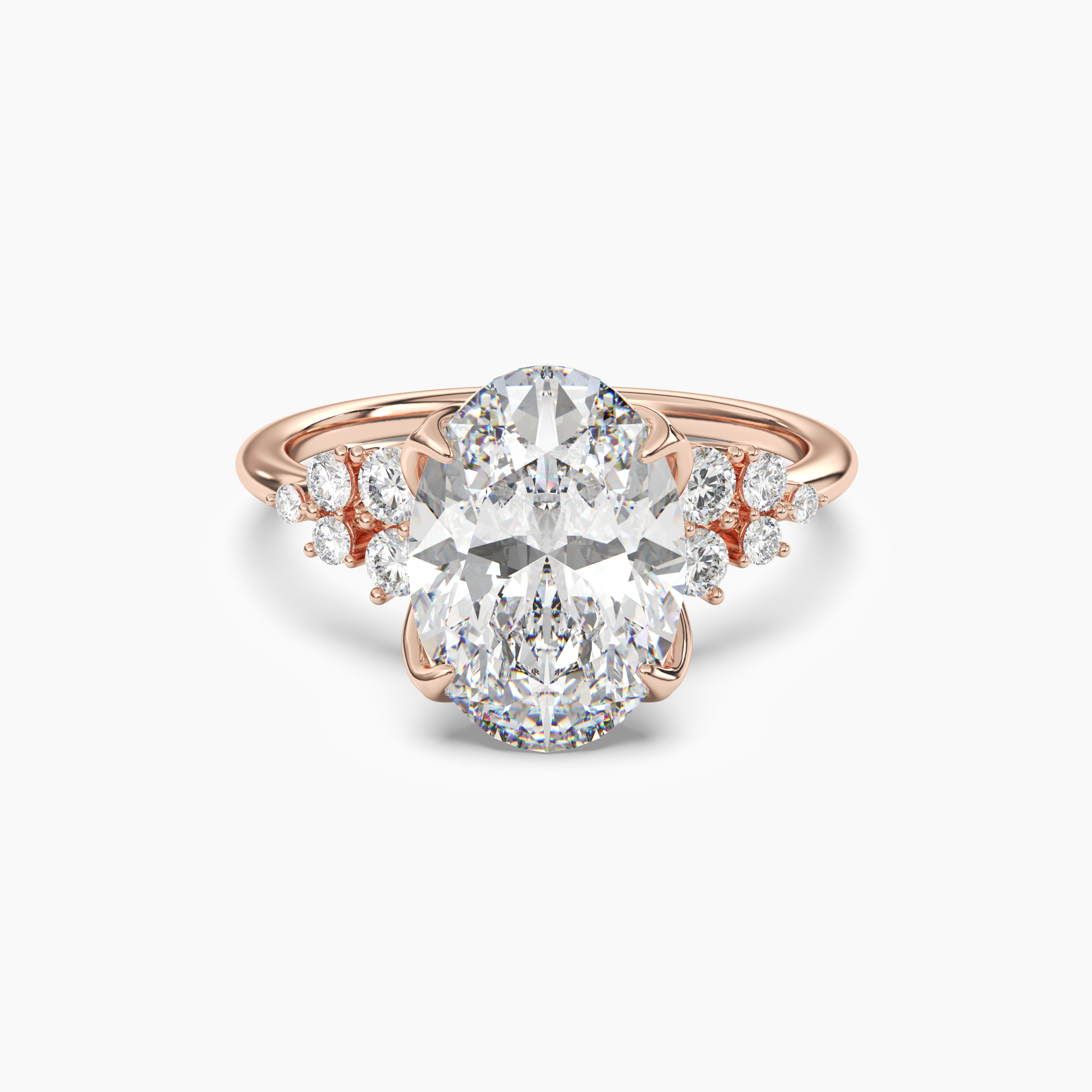 Fiona 5 Carat Oval Cut Pave Lab Grown Diamond Ring in Platinum - View 7