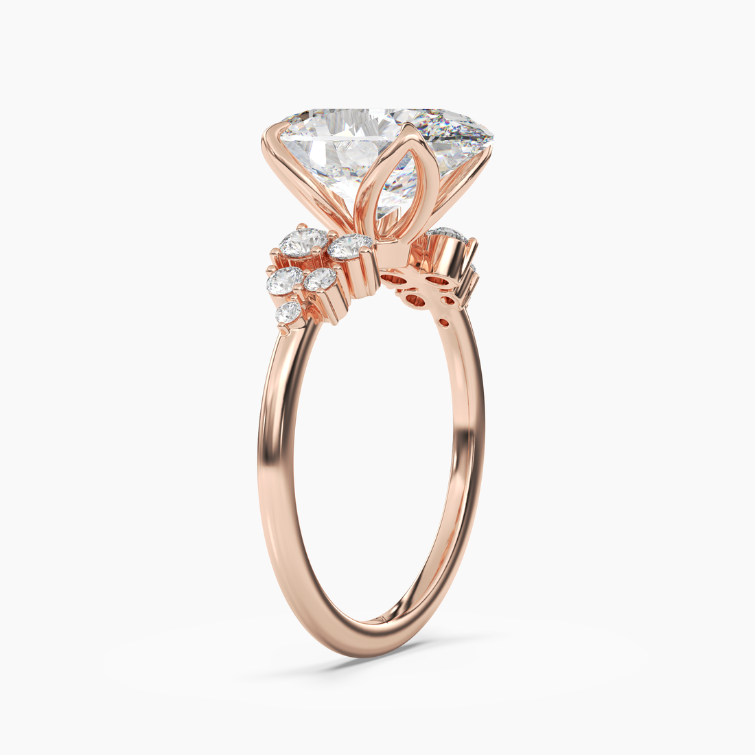 Fiona 3 Carat Oval Cut Pave Lab Grown Diamond Ring in 10K Yellow Gold - View 8