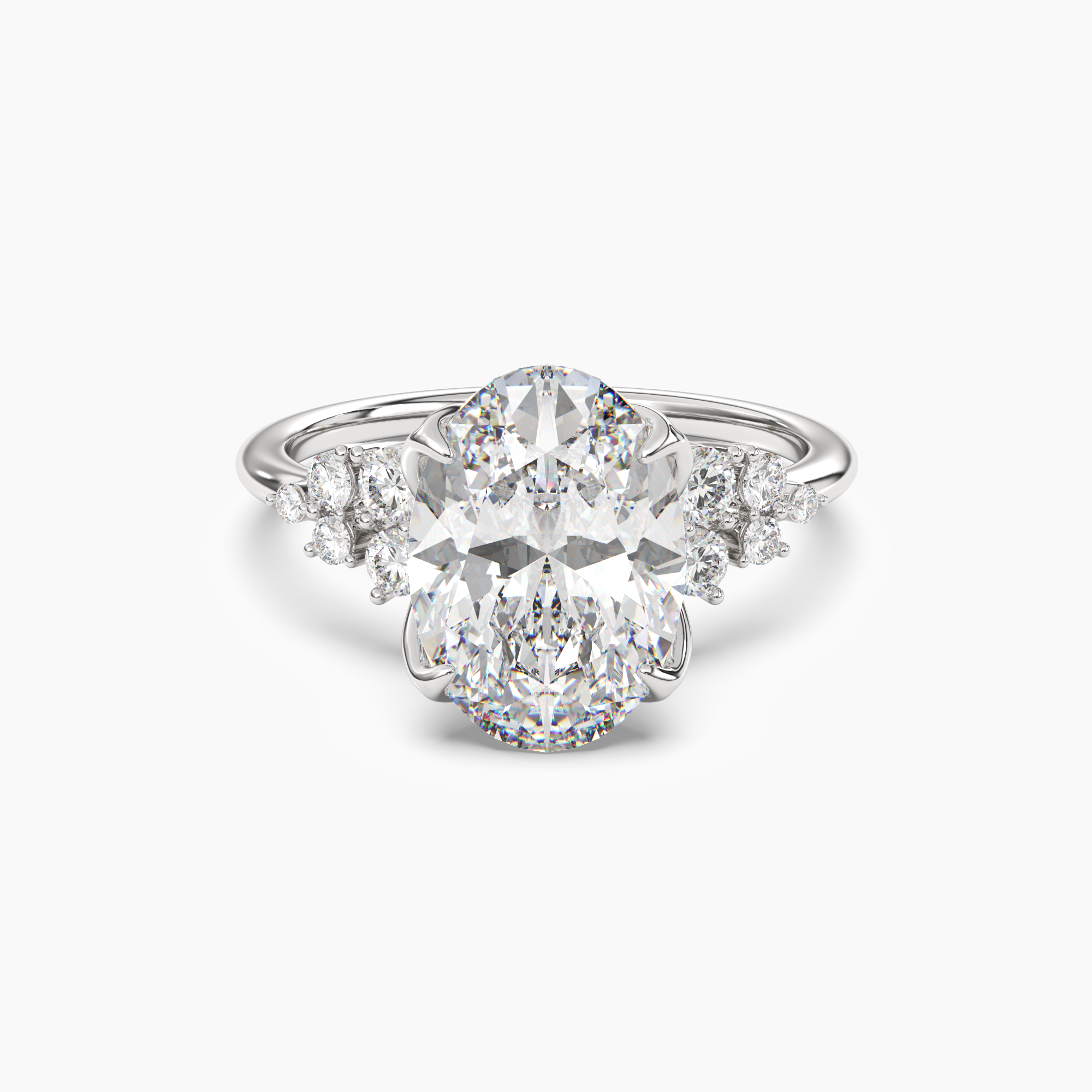 Fiona 4 Carat Oval Cut Pave Lab Grown Diamond Ring in 18K Rose Gold - View 4