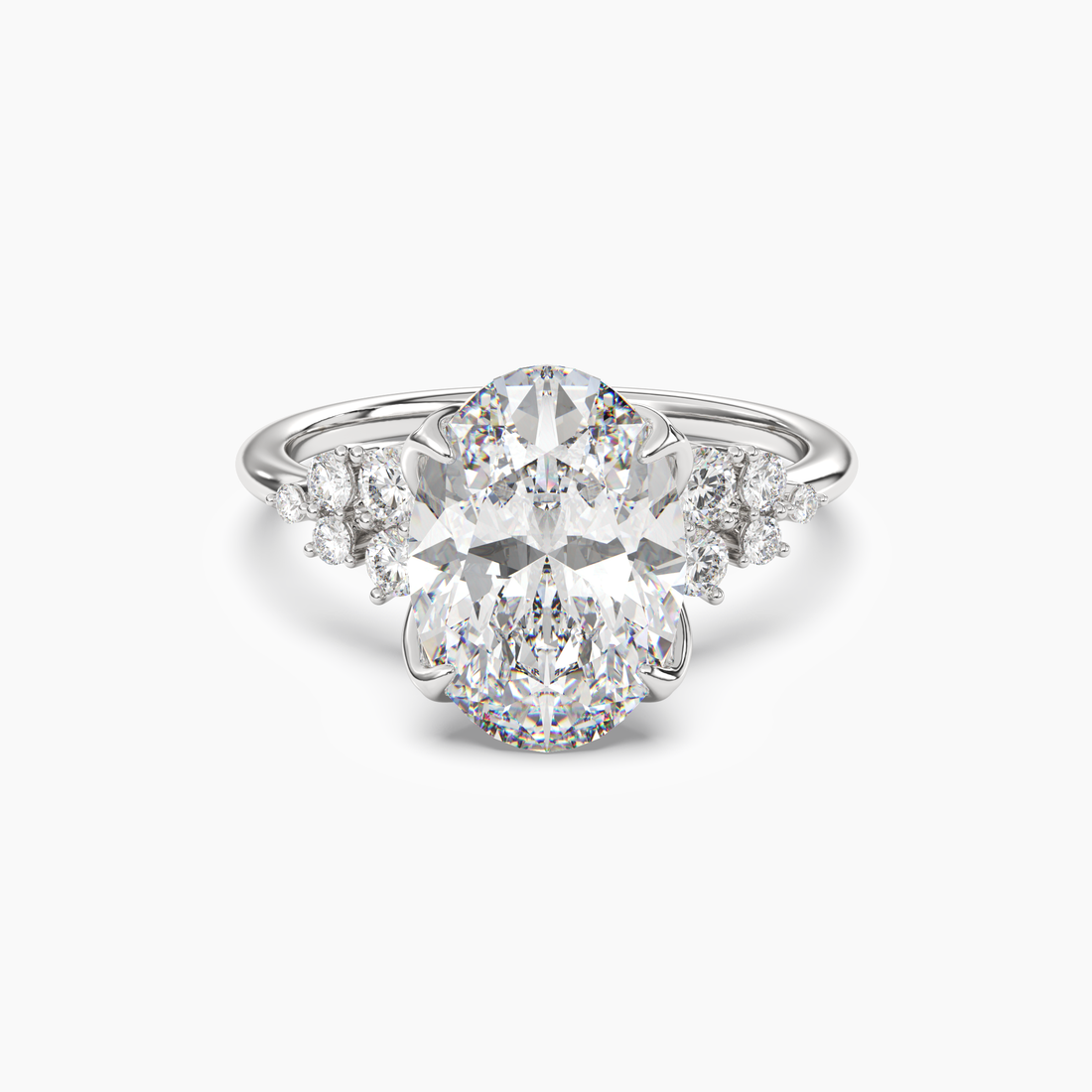 Fiona 1.5 Carat Oval Cut Pave Lab Grown Diamond Ring in Platinum
