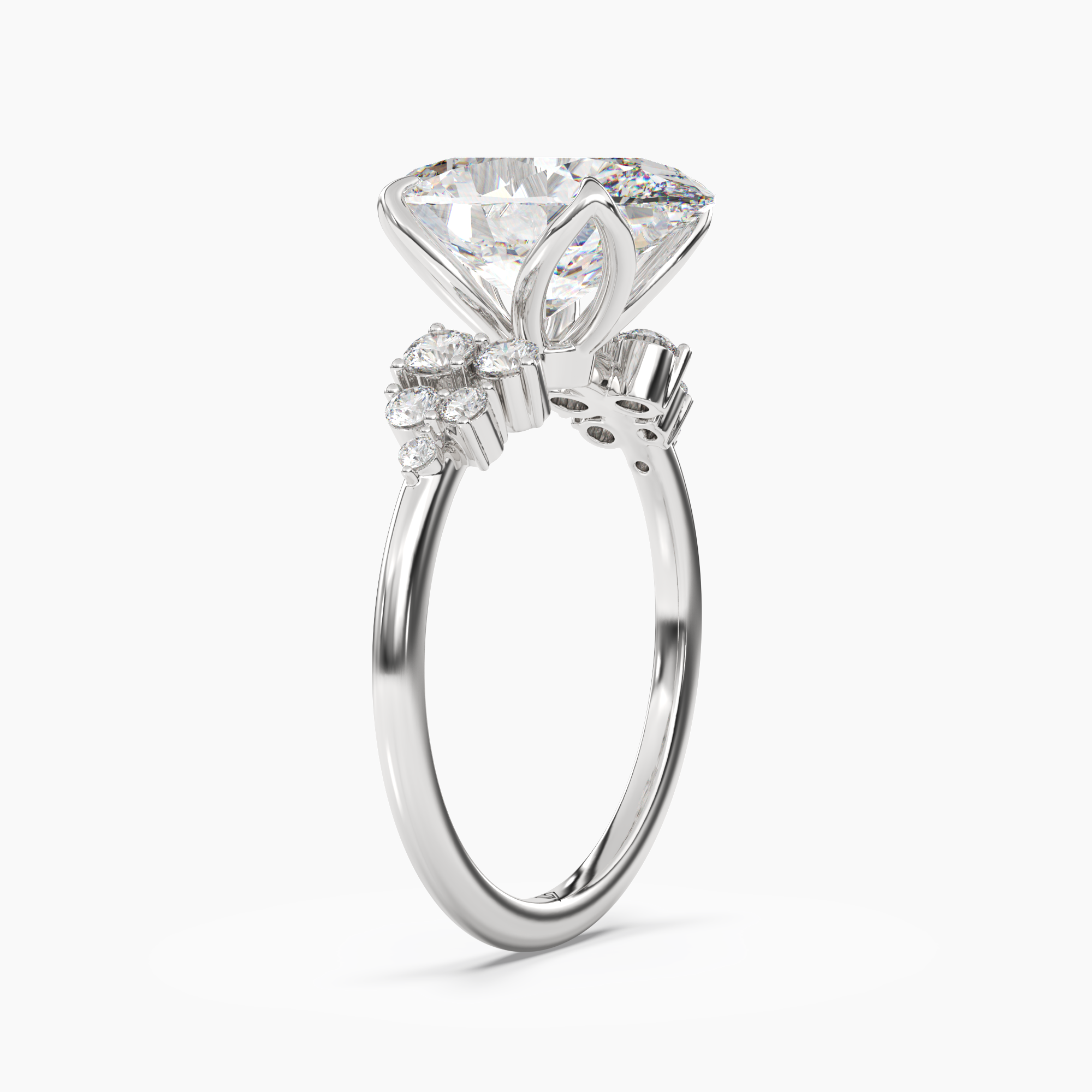 Fiona 1 Carat Oval Cut Pave Lab Grown Diamond Ring in 18K White Gold - View 2