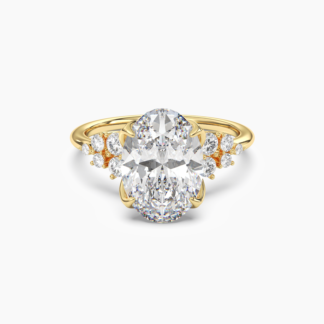 Fiona 1 Carat Oval Cut Pave Lab Grown Diamond Ring in 14K Yellow Gold