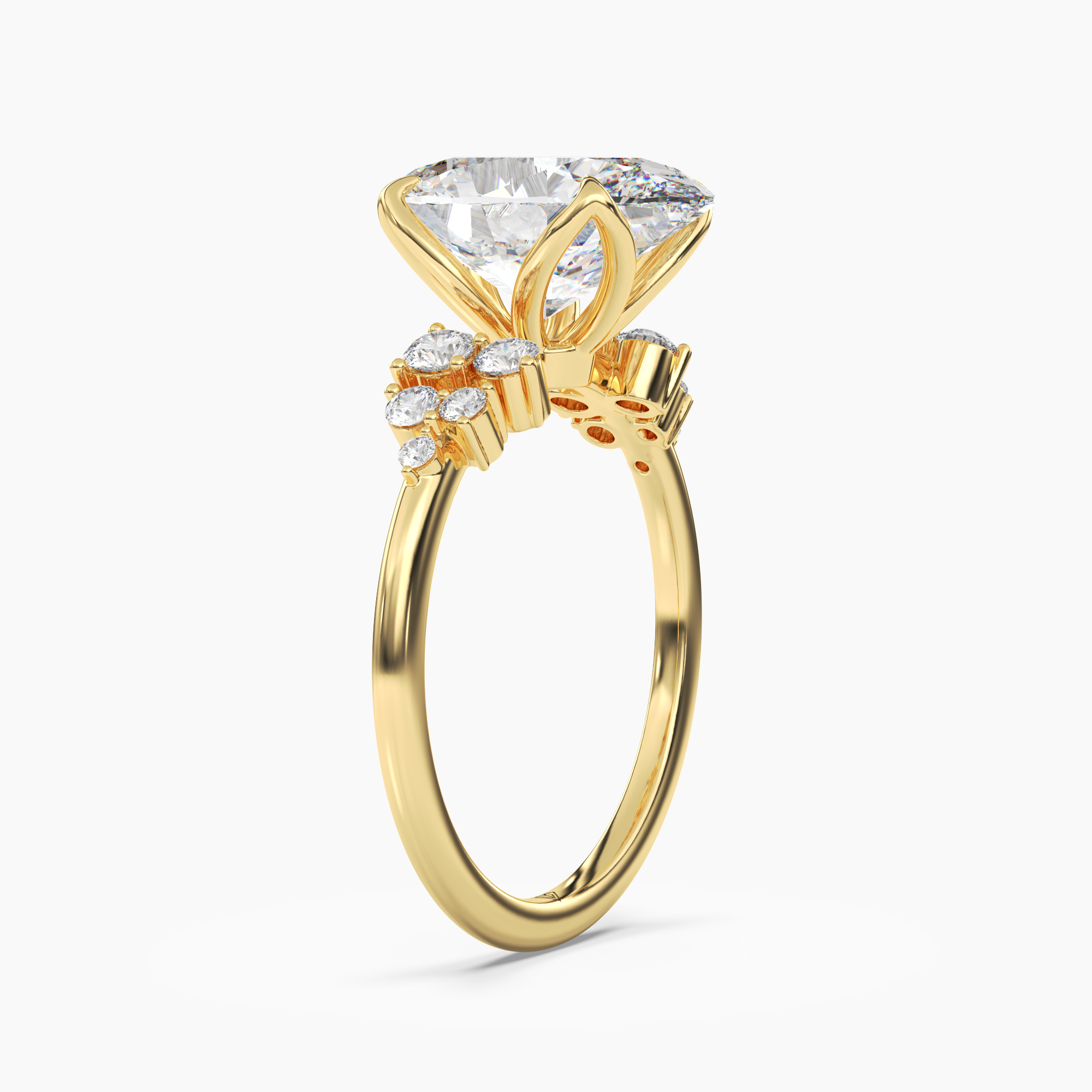 Fiona 3 Carat Oval Cut Pave Lab Grown Diamond Ring in Platinum - View 5