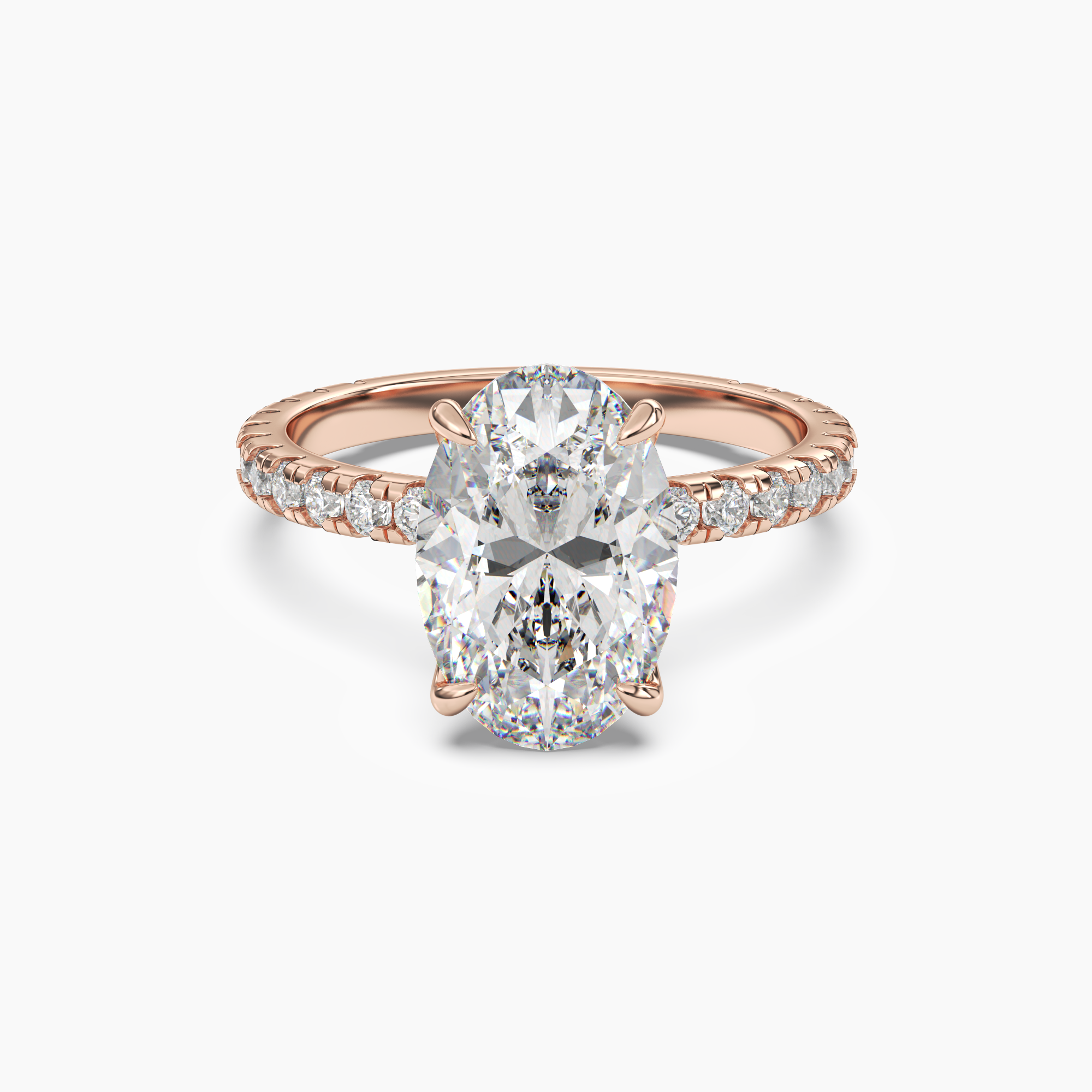 Daisy 1 Carat Oval Cut Pave Lab Grown Diamond Ring in 10K White Gold - View 7