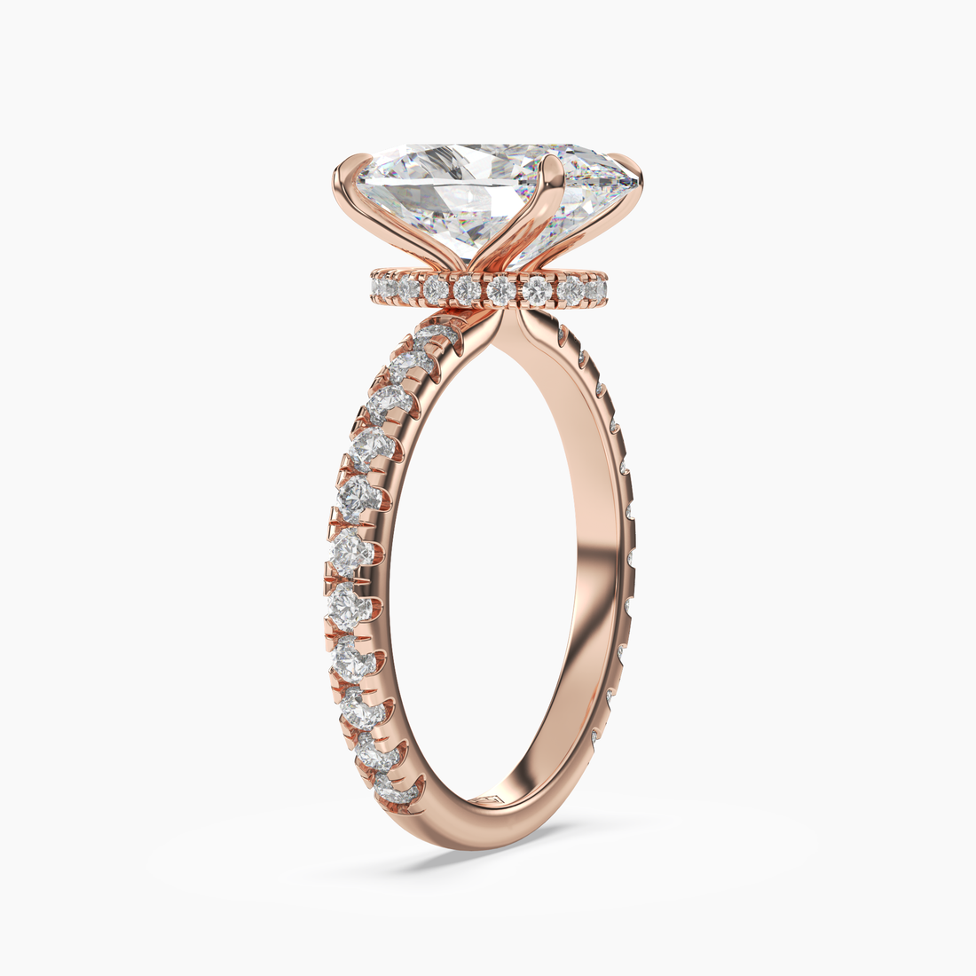 Daisy 3.5 Carat Oval Cut Pave Lab Grown Diamond Ring in Silver - View 8