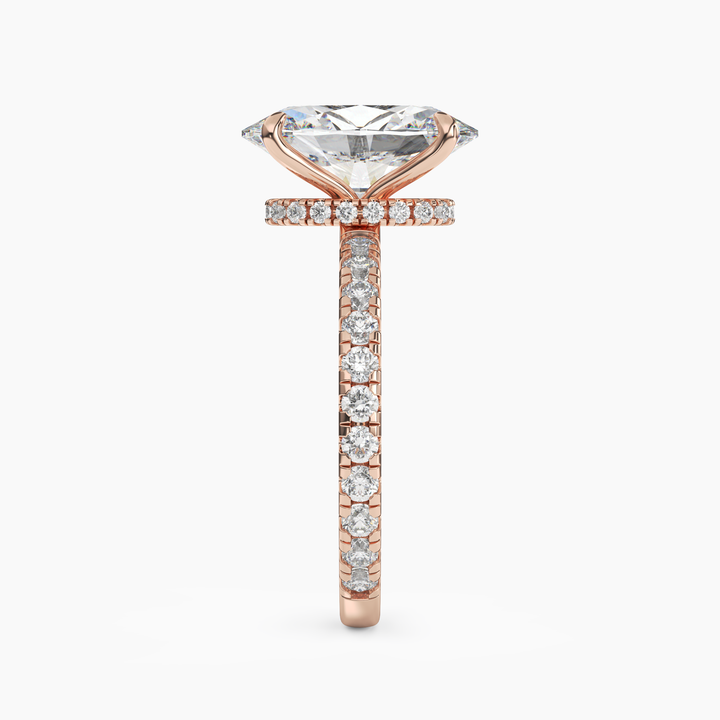 Daisy 5 Carat Oval Cut Pave Lab Grown Diamond Ring in 14K Yellow Gold - View 9