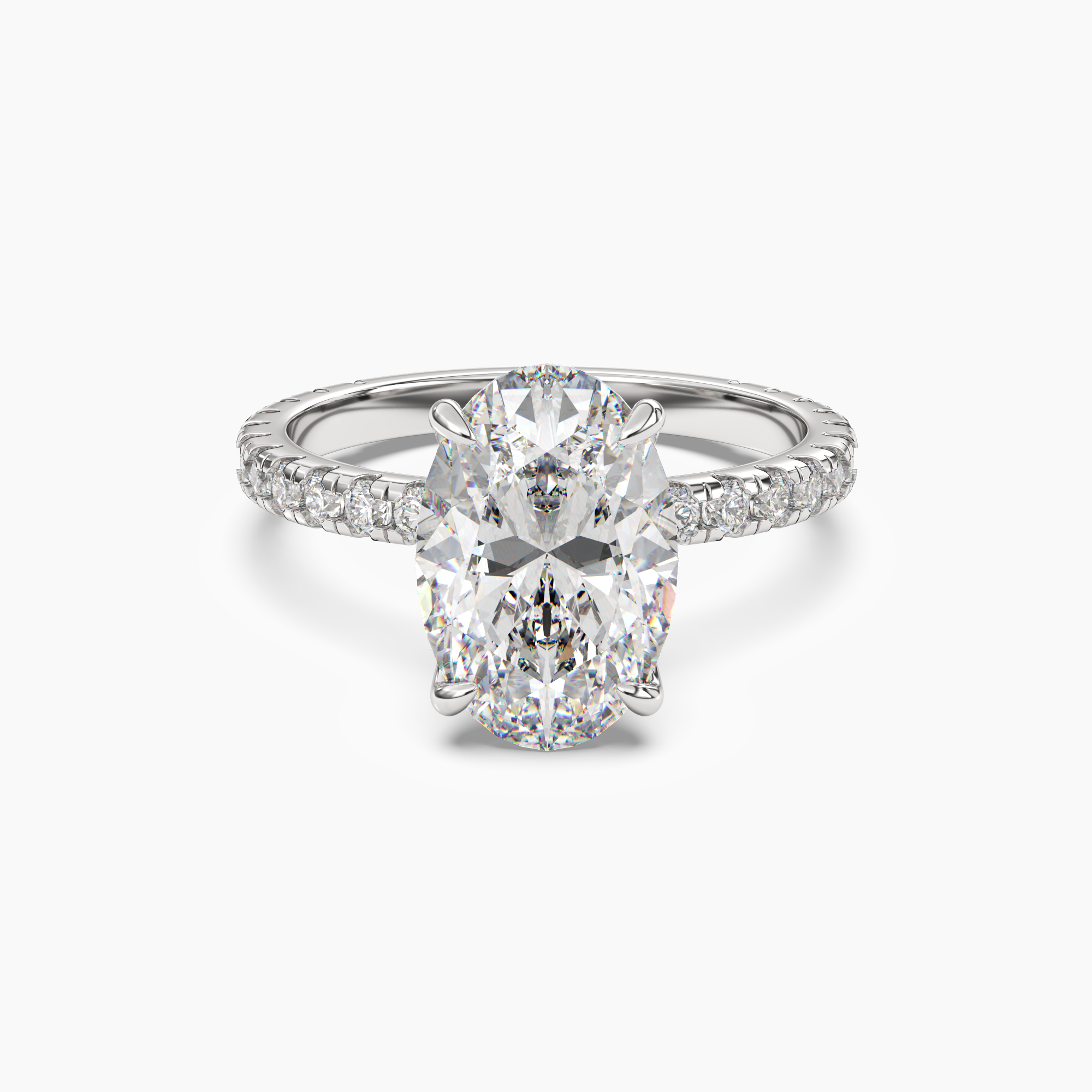 Daisy 2 Carat Oval Cut Pave Lab Grown Diamond Ring in Silver