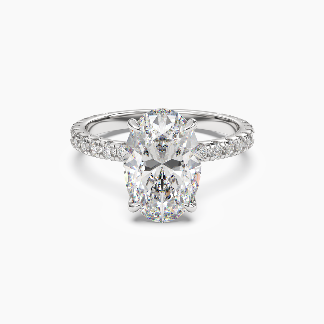 Daisy 2.5 Carat Oval Cut Pave Lab Grown Diamond Ring in Silver