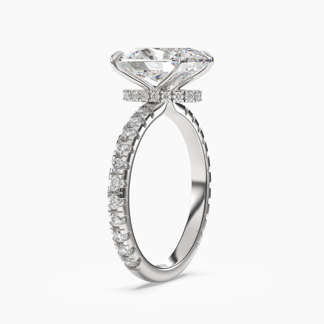 Daisy 5 Carat Oval Cut Pave Lab Grown Diamond Ring in Silver - View 2