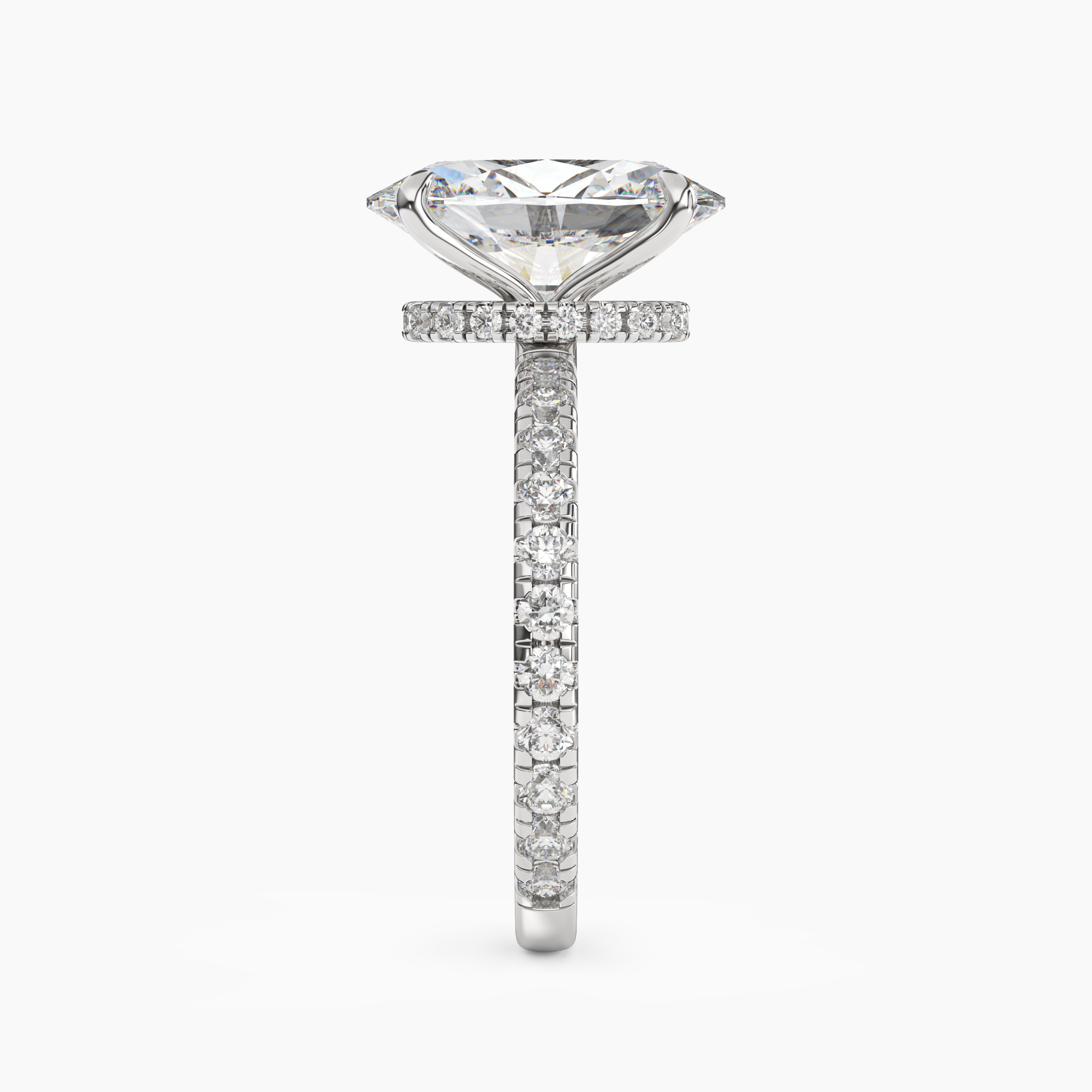 Daisy 3.5 Carat Oval Cut Pave Lab Grown Diamond Ring in Silver - View 3