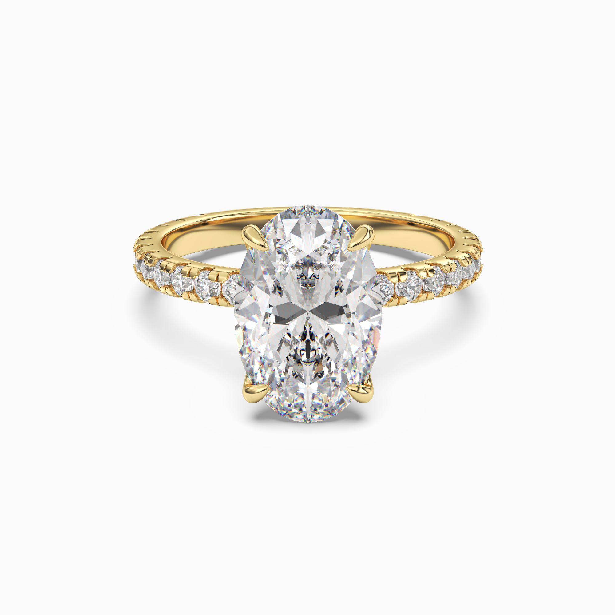 Daisy 1.5 Carat Oval Cut Pave Lab Grown Diamond Ring in Silver - View 4