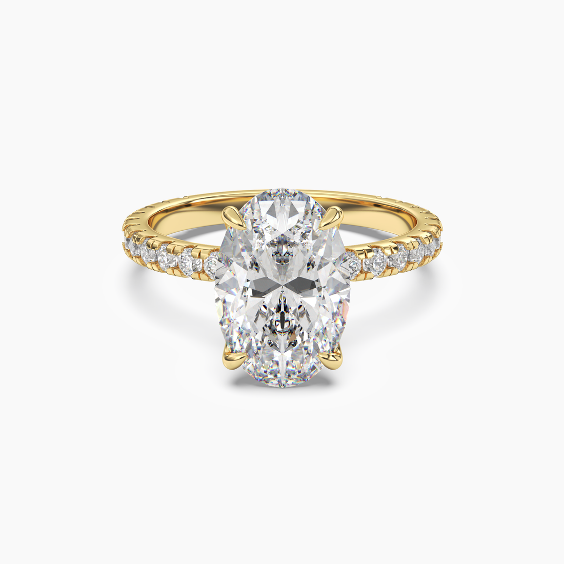 Daisy 2 Carat Oval Cut Pave Lab Grown Diamond Ring in 10K White Gold - View 4