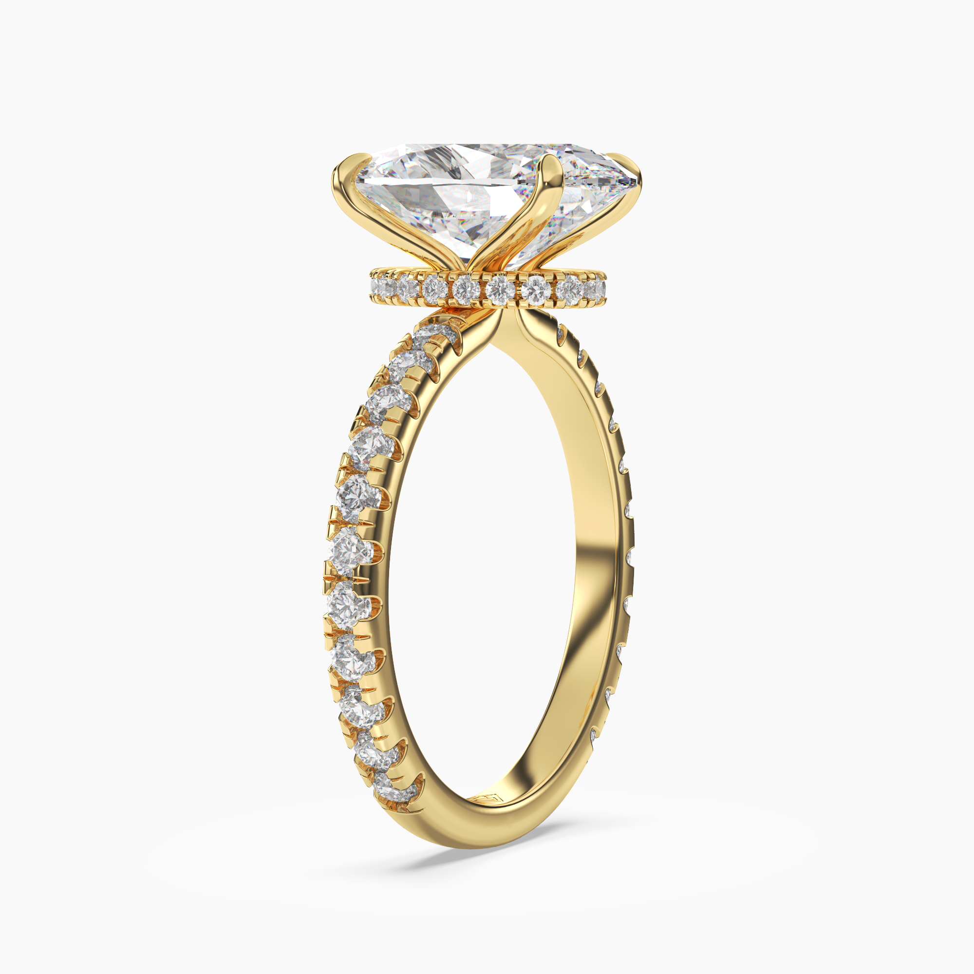 Daisy 3.5 Carat Oval Cut Pave Lab Grown Diamond Ring in 10K Rose Gold - View 8