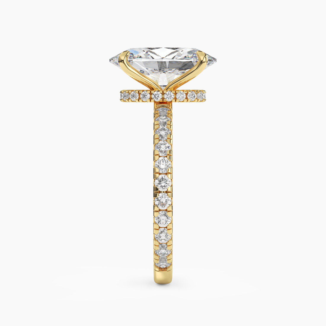Daisy 4.5 Carat Oval Cut Pave Lab Grown Diamond Ring in Silver - View 6