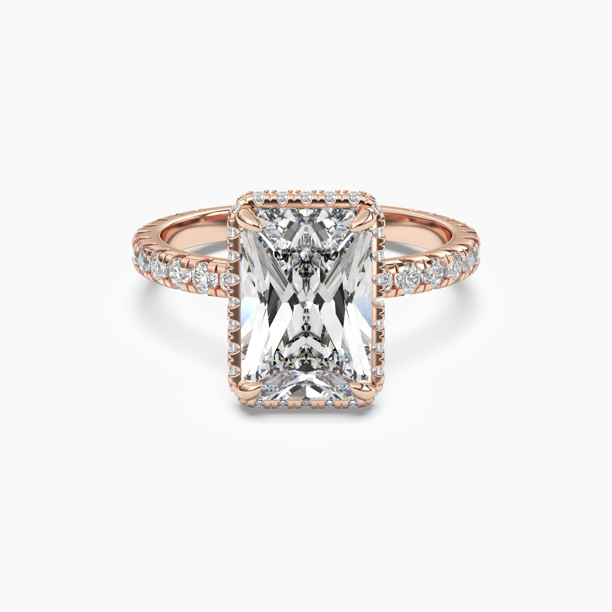 Camilla 4 Carat Radiant Cut Solitaire Lab Grown Diamond Ring in 14K Rose Gold