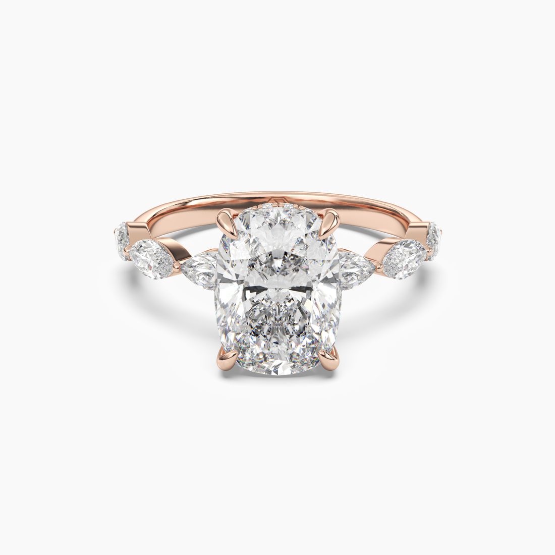 Gwyneth 4 Carat Cushion Cut Hidden Halo Lab Grown Diamond Ring in Platinum - View 7
