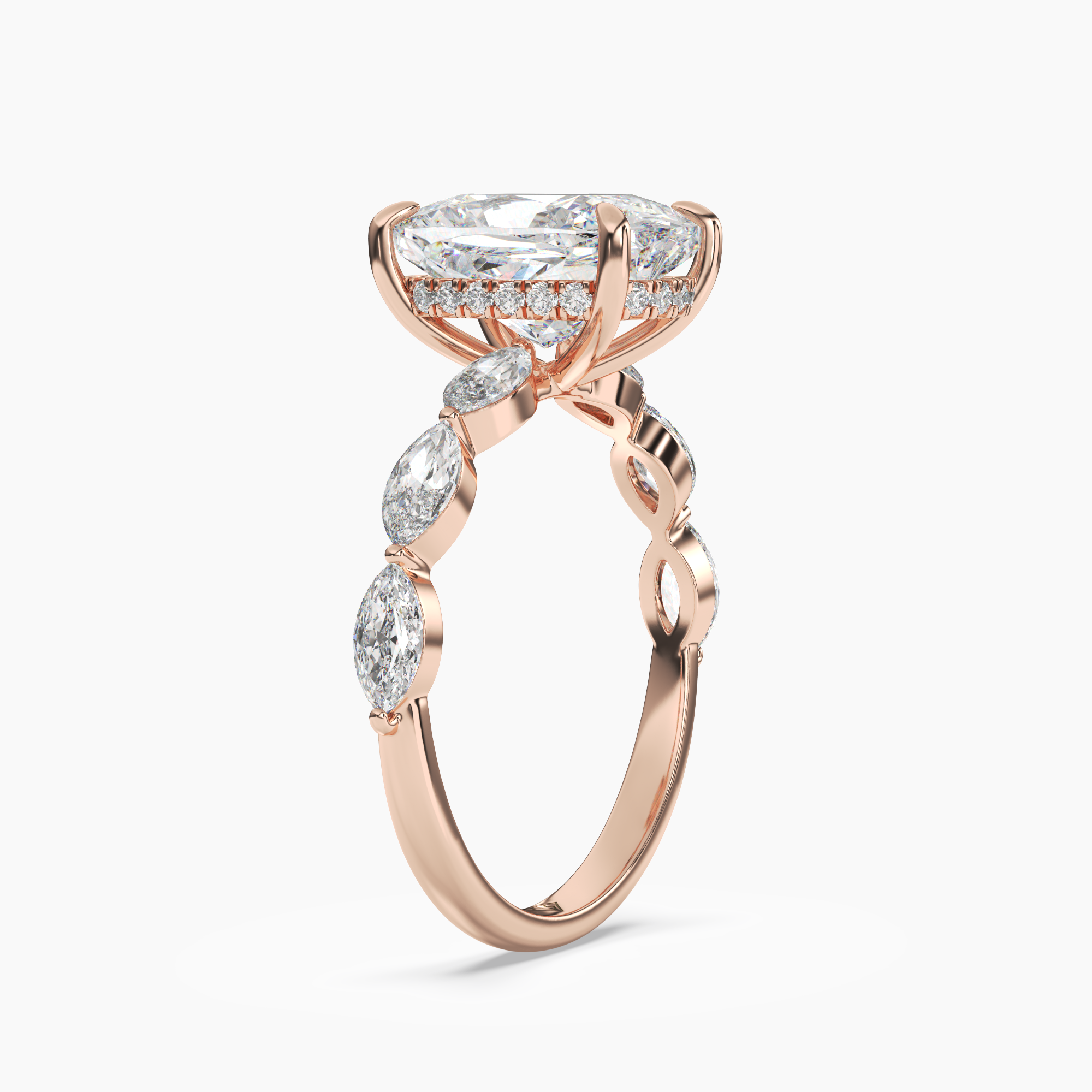 Gwyneth 3.5 Carat Cushion Cut Hidden Halo Lab Grown Diamond Ring in Platinum - View 8