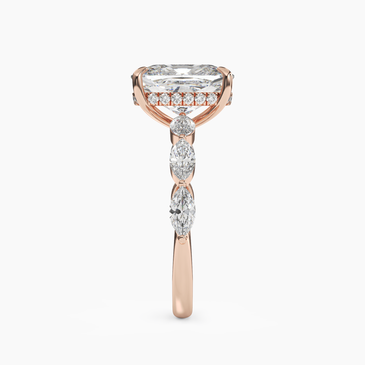 Gwyneth 1 Carat Cushion Cut Hidden Halo Lab Grown Diamond Ring in 14K Yellow Gold - View 9