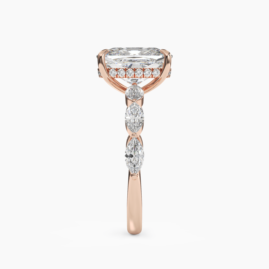 Gwyneth 5 Carat Cushion Cut Hidden Halo Lab Grown Diamond Ring in 14K White Gold - View 9