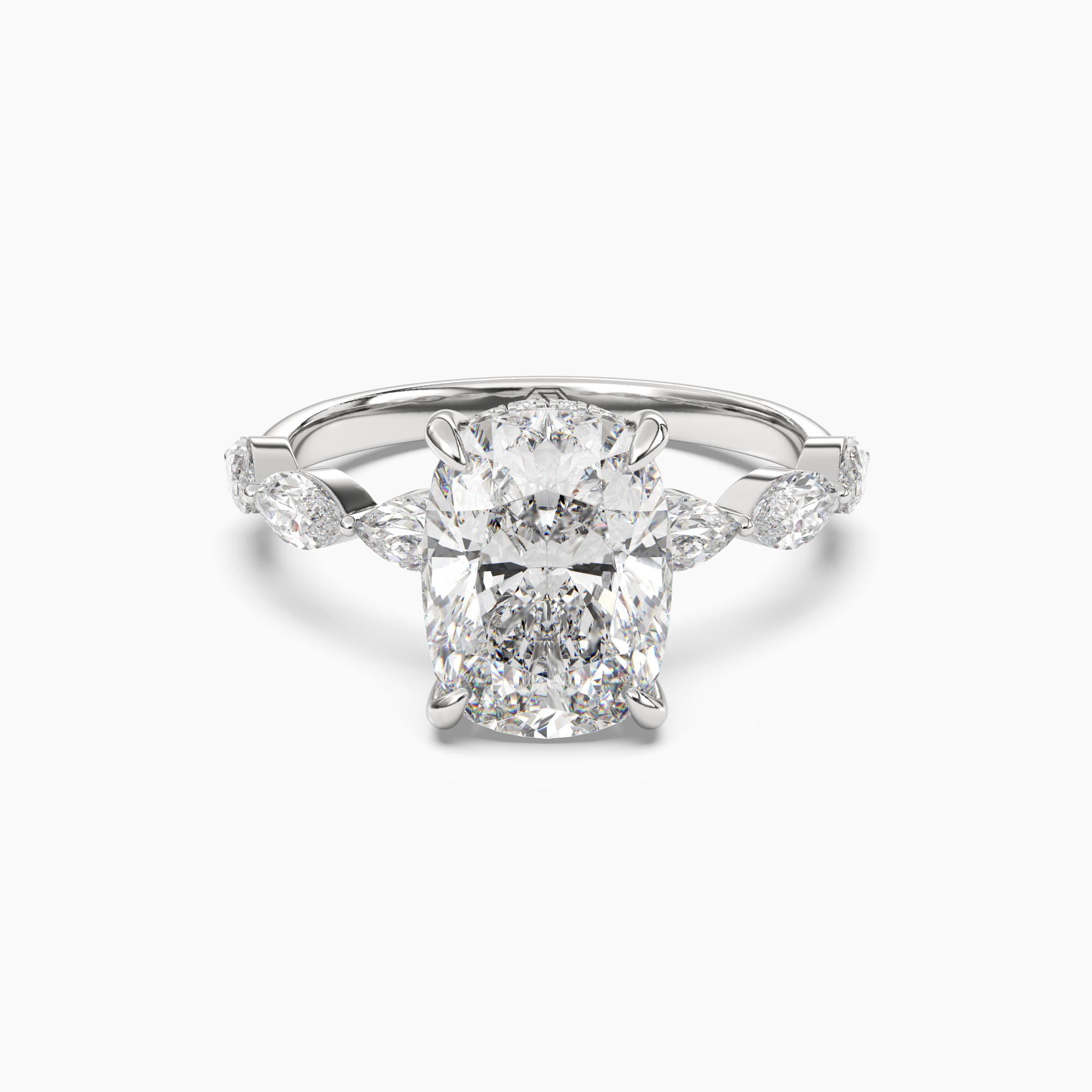 Gwyneth 3 Carat Cushion Cut Hidden Halo Lab Grown Diamond Ring in Silver