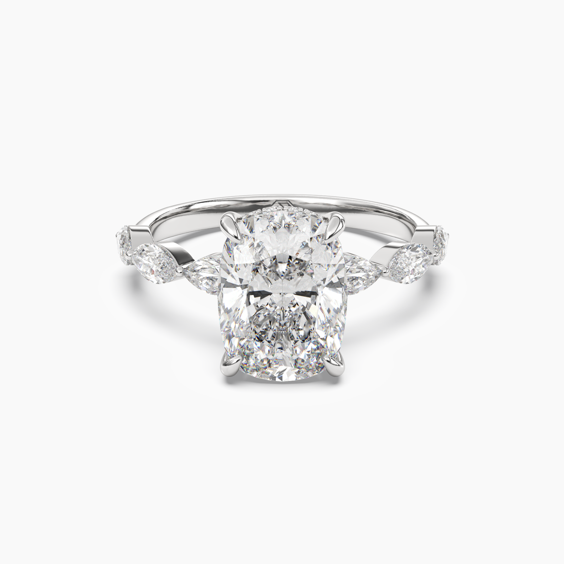 Gwyneth 1 Carat Cushion Cut Hidden Halo Lab Grown Diamond Ring in 10K White Gold