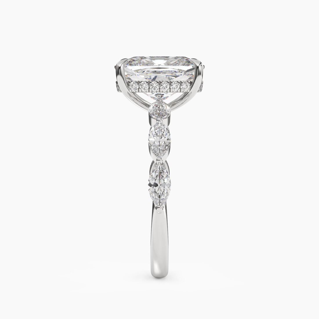 Gwyneth 4.5 Carat Cushion Cut Hidden Halo Lab Grown Diamond Ring in Platinum - View 3