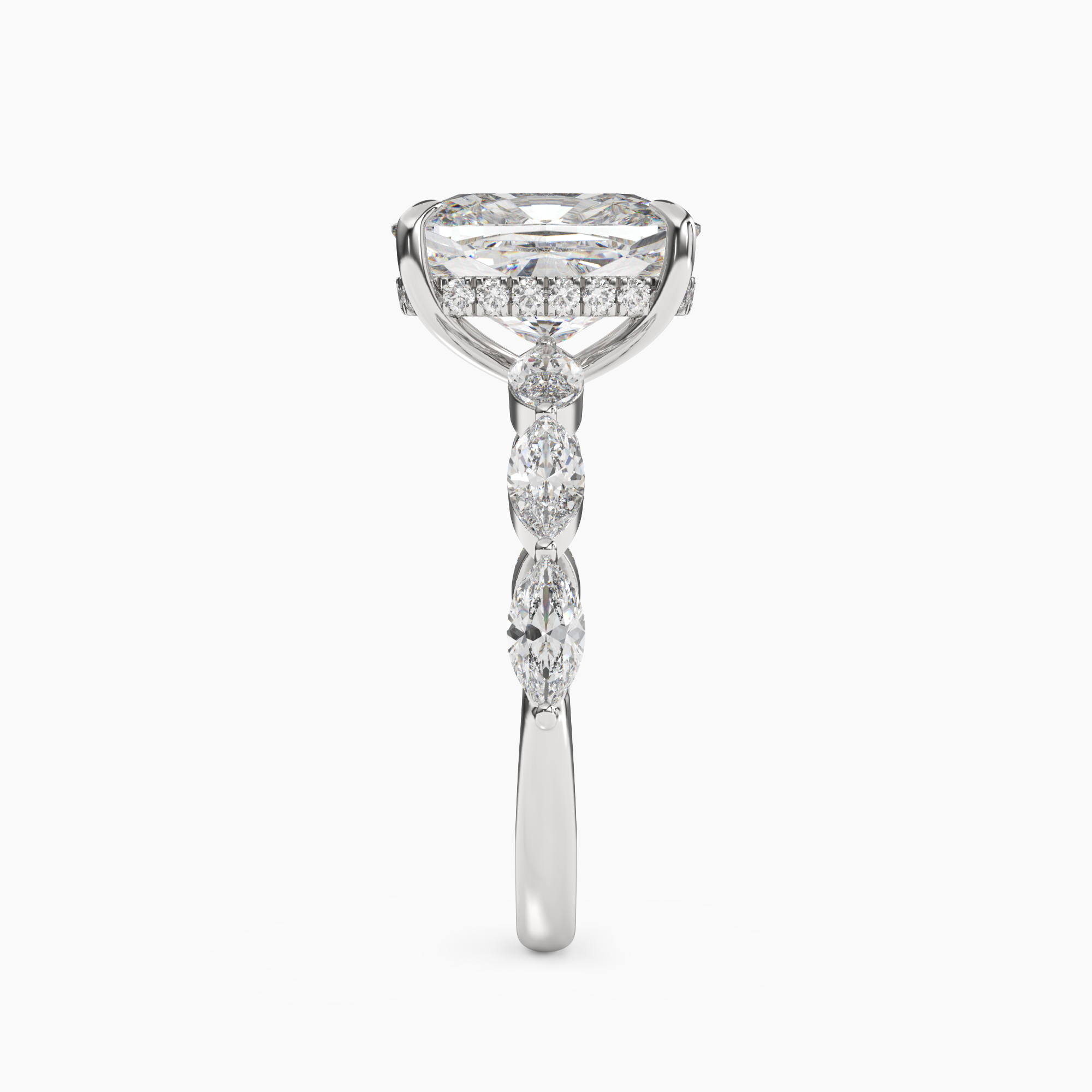 Gwyneth 2 Carat Cushion Cut Hidden Halo Lab Grown Diamond Ring in Silver - View 3