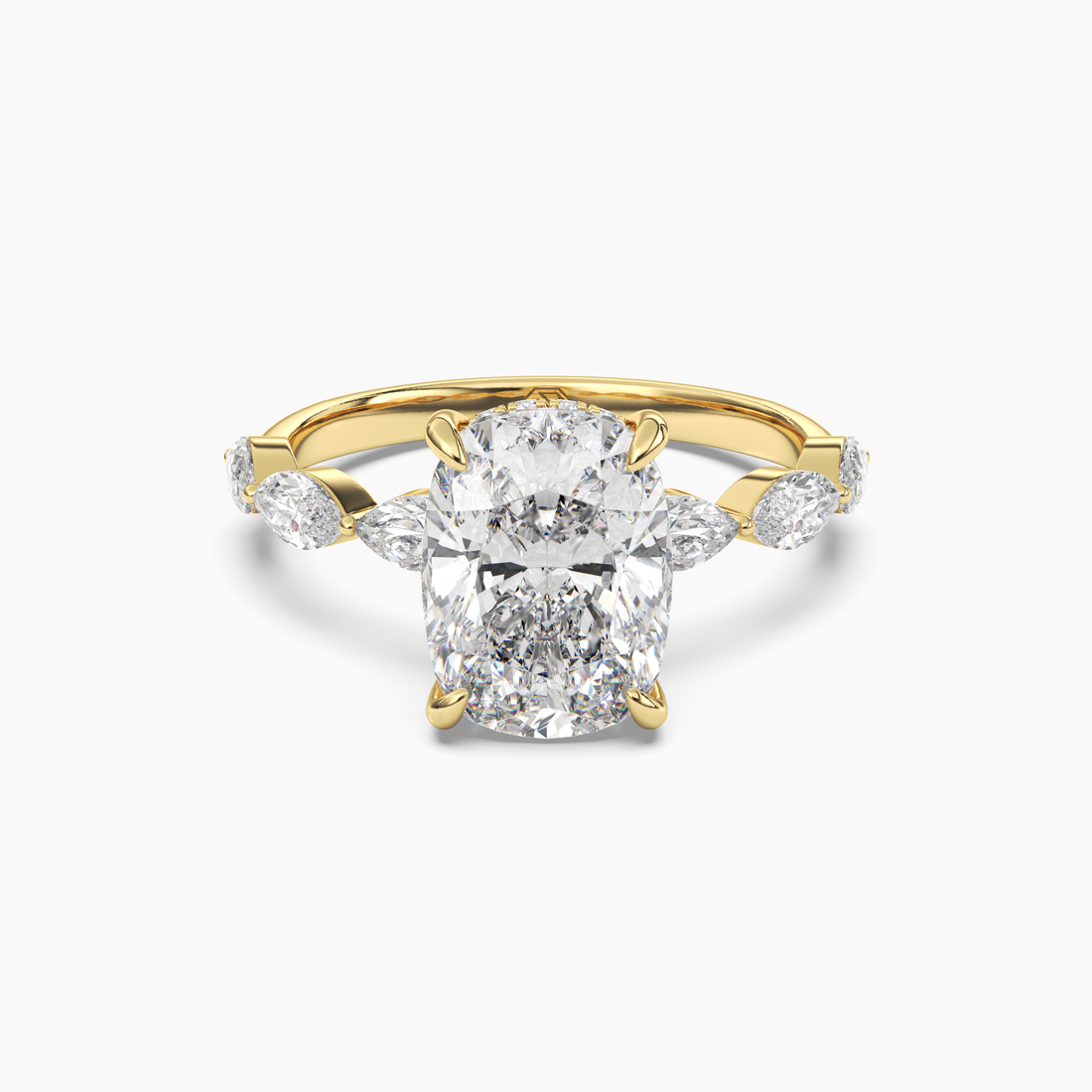 Gwyneth 5 Carat Cushion Cut Hidden Halo Lab Grown Diamond Ring in 18K White Gold - View 4