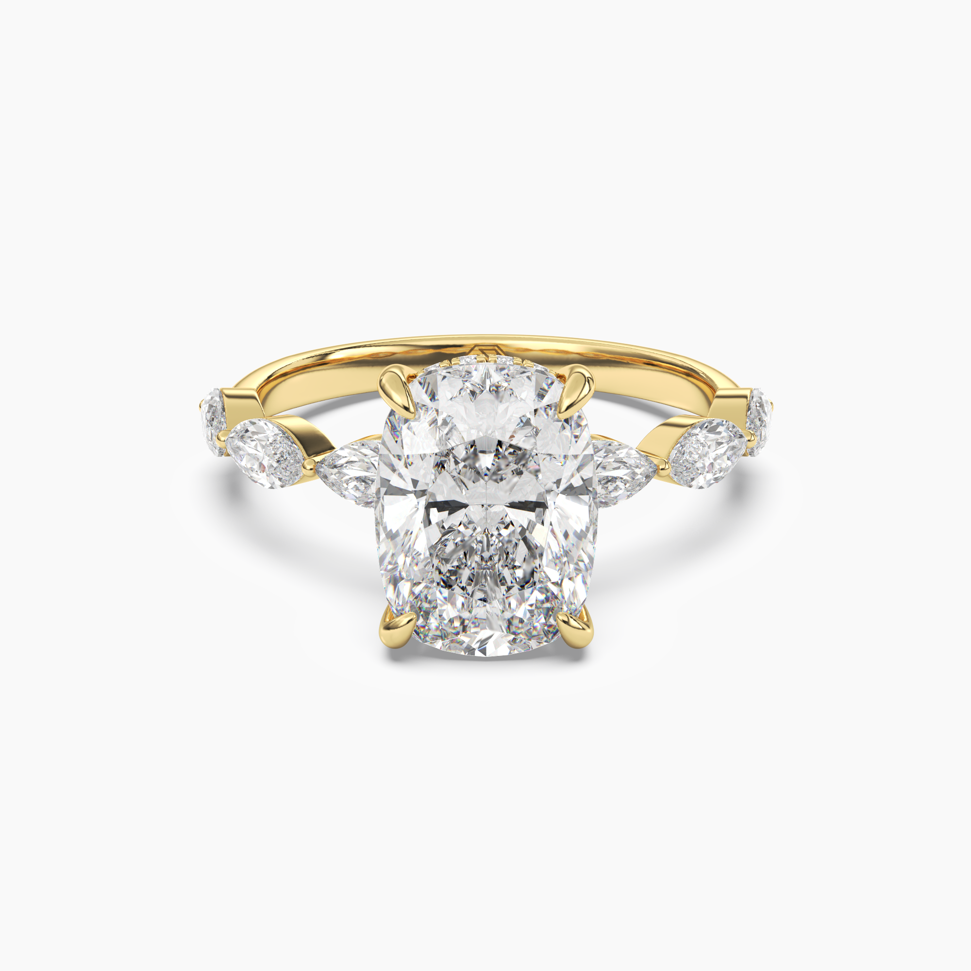 Gwyneth 2.5 Carat Cushion Cut Hidden Halo Lab Grown Diamond Ring in Silver - View 4