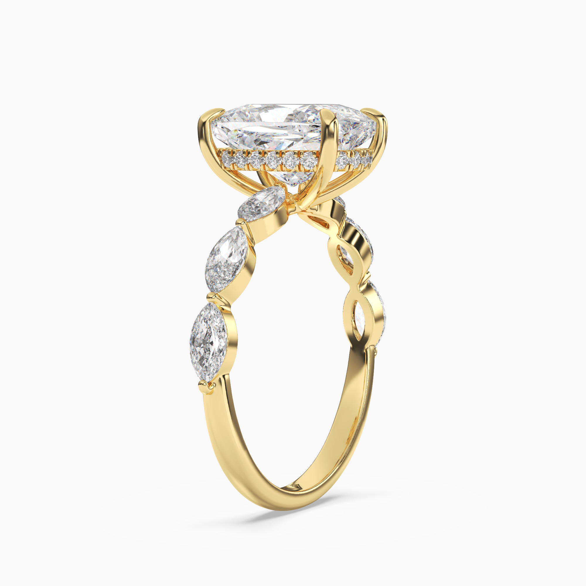 Gwyneth 1.5 Carat Cushion Cut Hidden Halo Lab Grown Diamond Ring in Platinum - View 5