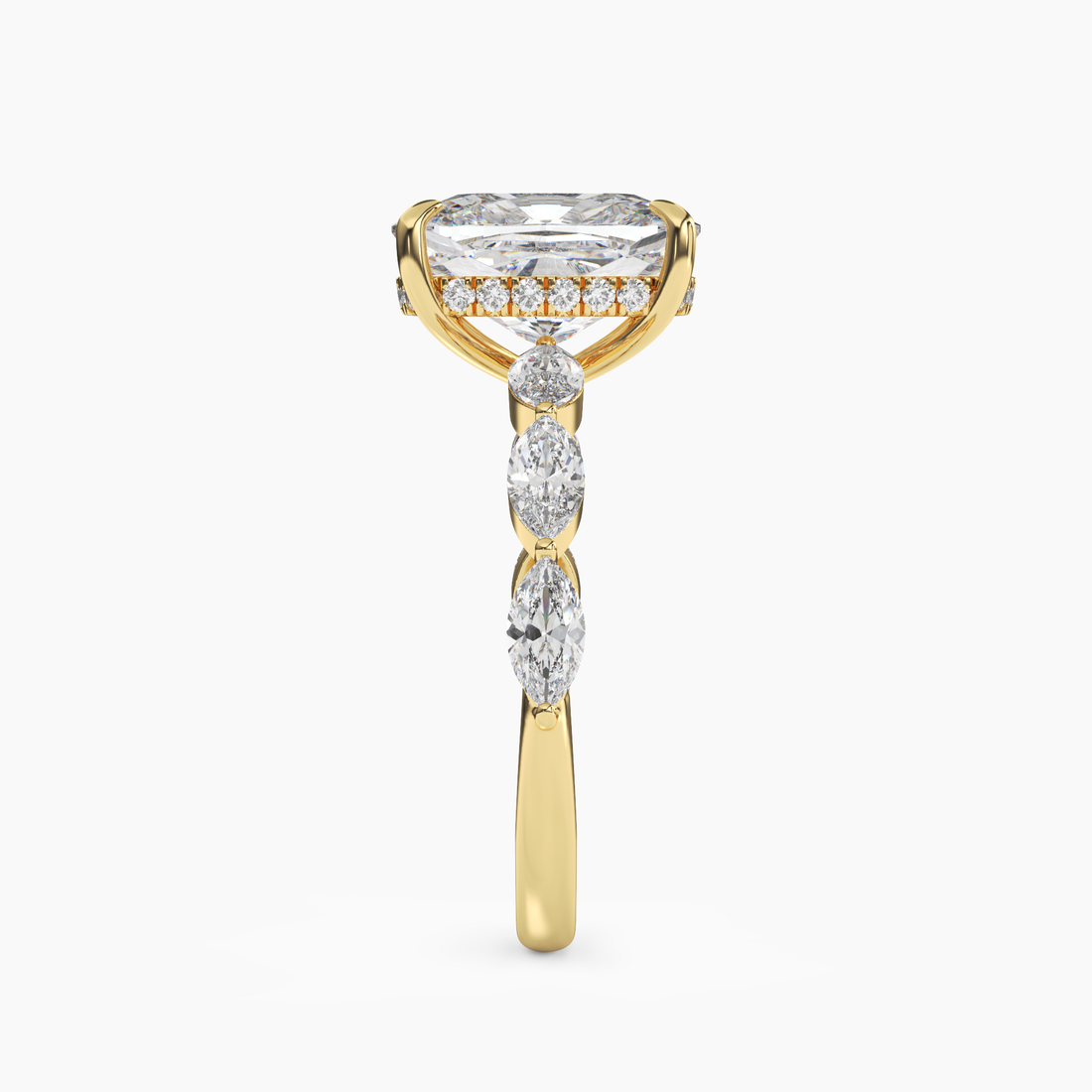 Gwyneth 5 Carat Cushion Cut Hidden Halo Lab Grown Diamond Ring in 18K White Gold - View 6