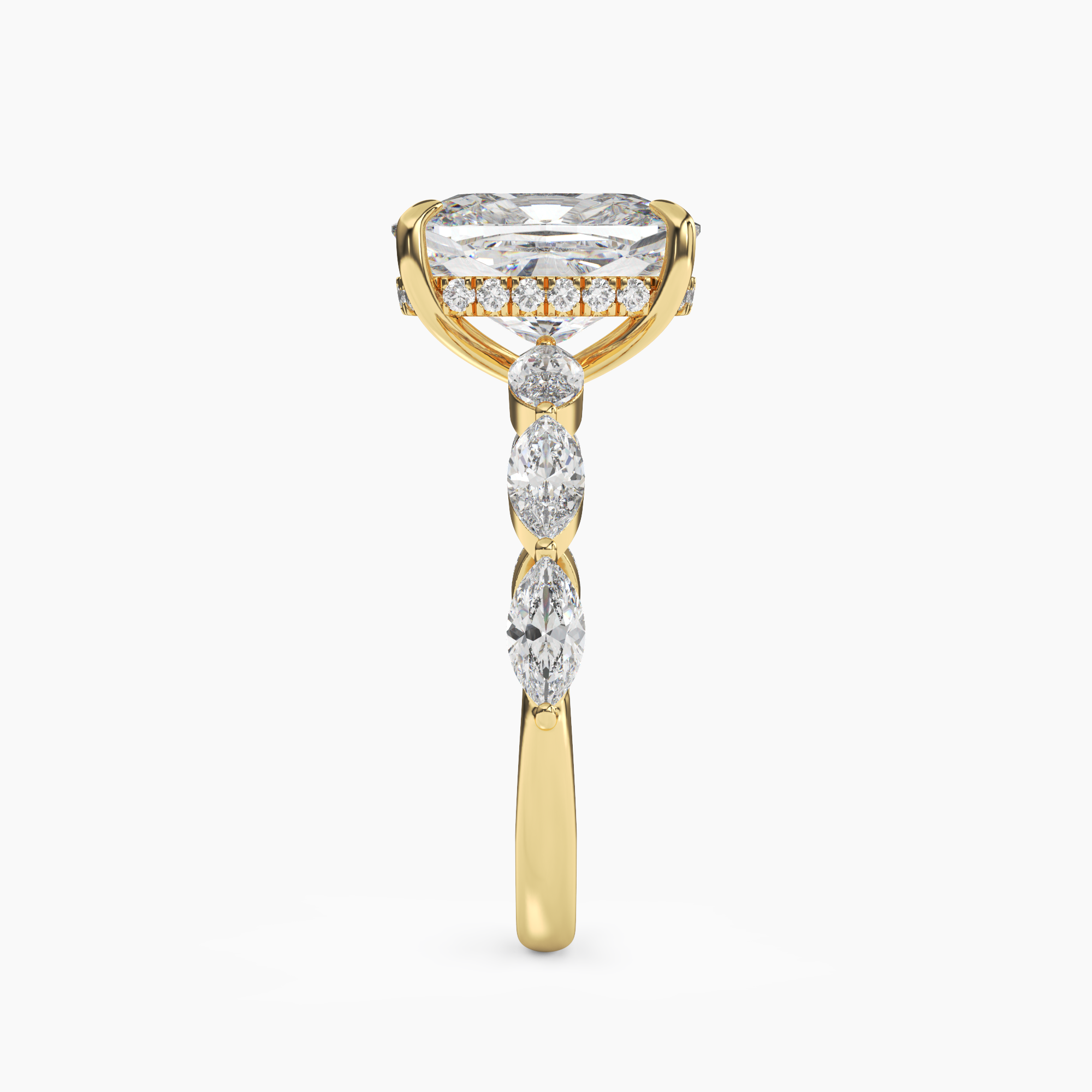 Gwyneth 3.5 Carat Cushion Cut Hidden Halo Lab Grown Diamond Ring in Platinum - View 6