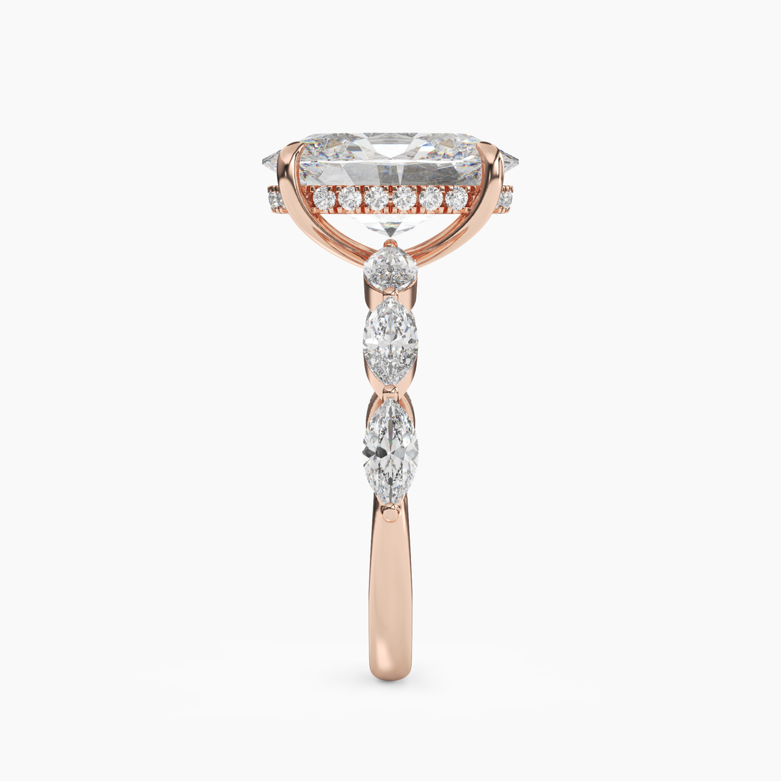 Gwyneth 3 Carat Oval Cut Solitaire Lab Grown Diamond Ring in 10K Rose Gold - View 3
