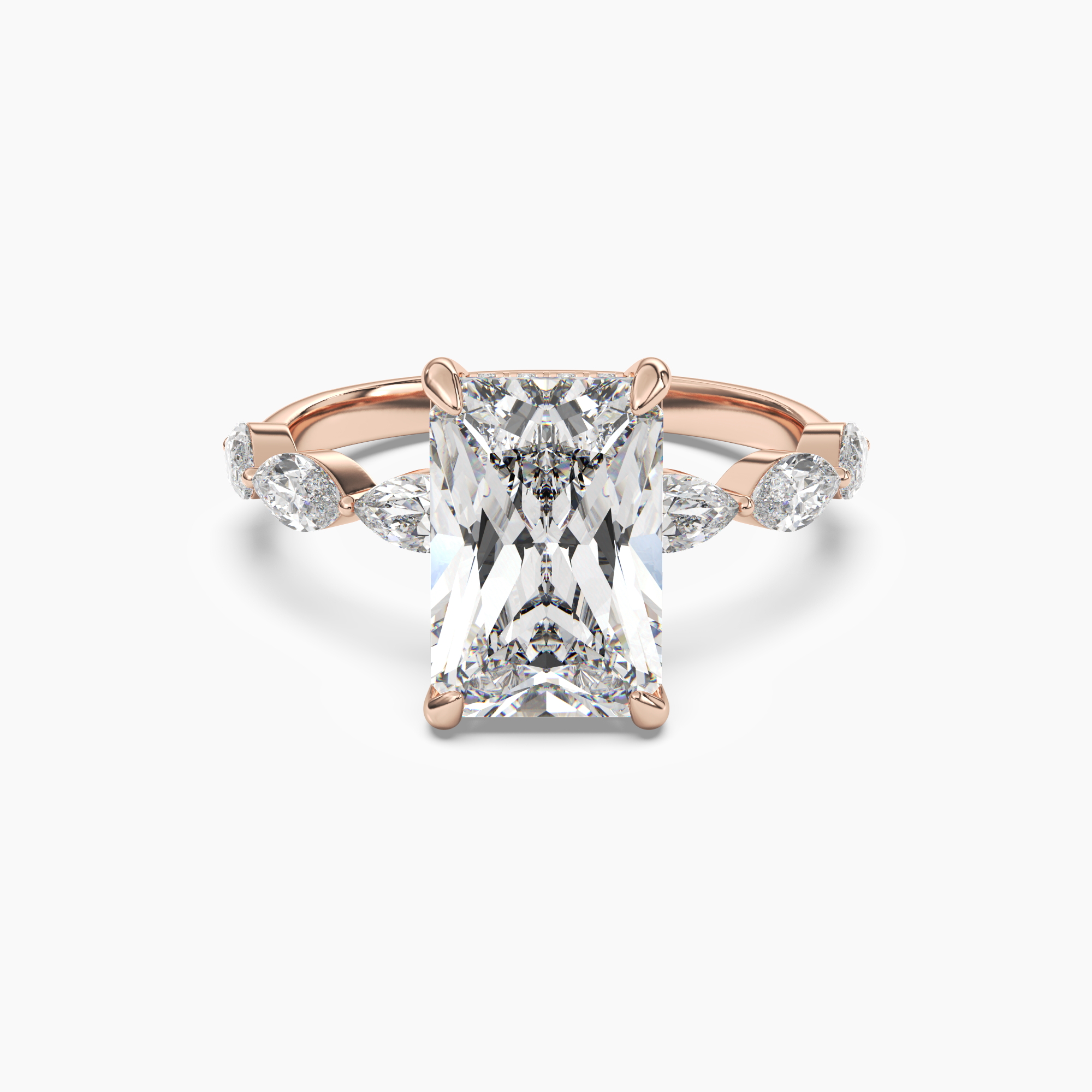 Gwyneth 1 Carat Radiant Cut Hidden Halo Lab Grown Diamond Ring in 10K Rose Gold