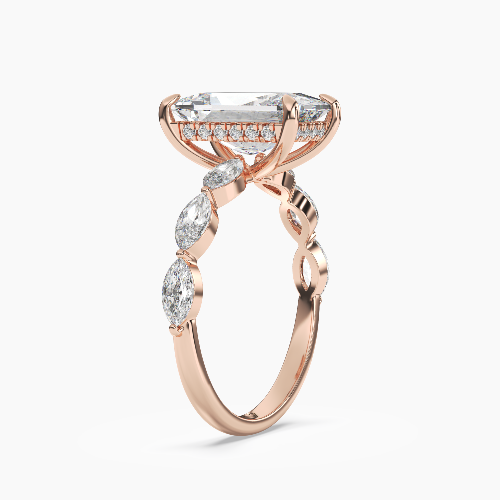 Gwyneth 1 Carat Radiant Cut Hidden Halo Lab Grown Diamond Ring in 18K White Gold - View 8