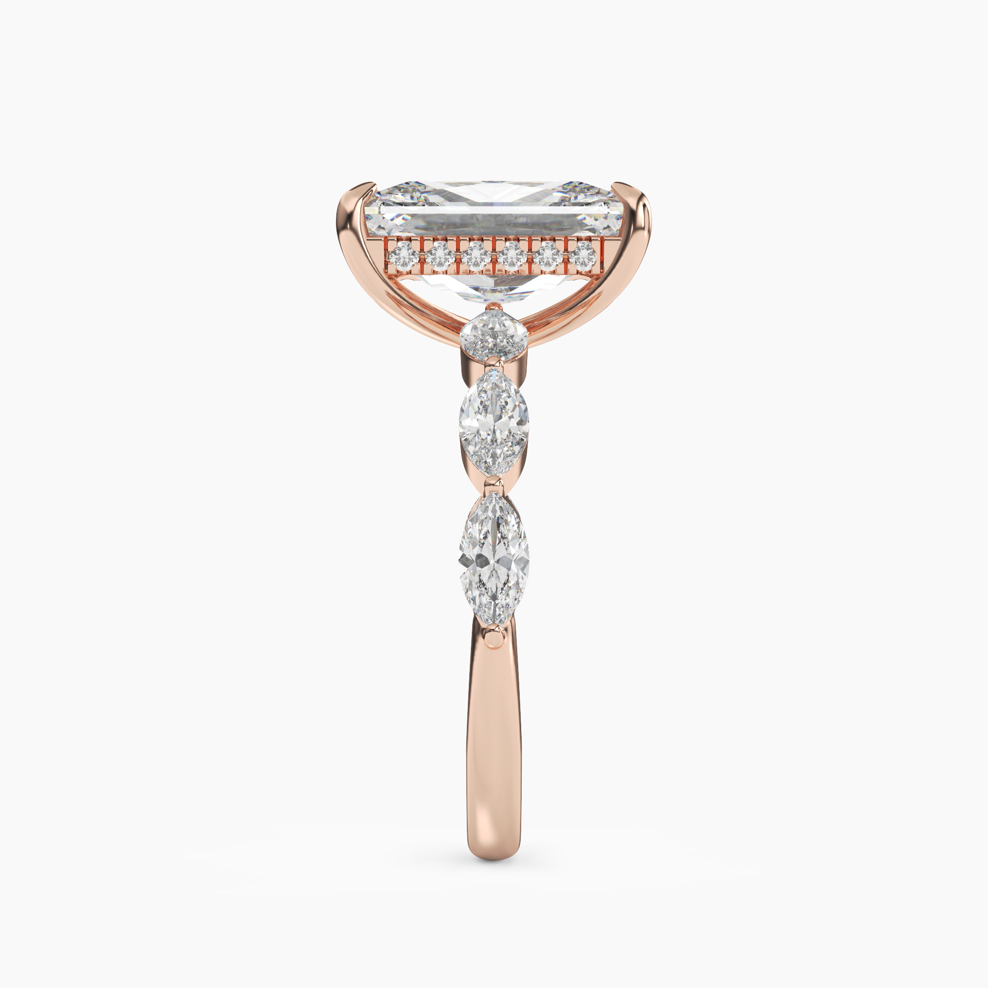 Gwyneth 1.5 Carat Radiant Cut Hidden Halo Lab Grown Diamond Ring in 10K White Gold - View 9
