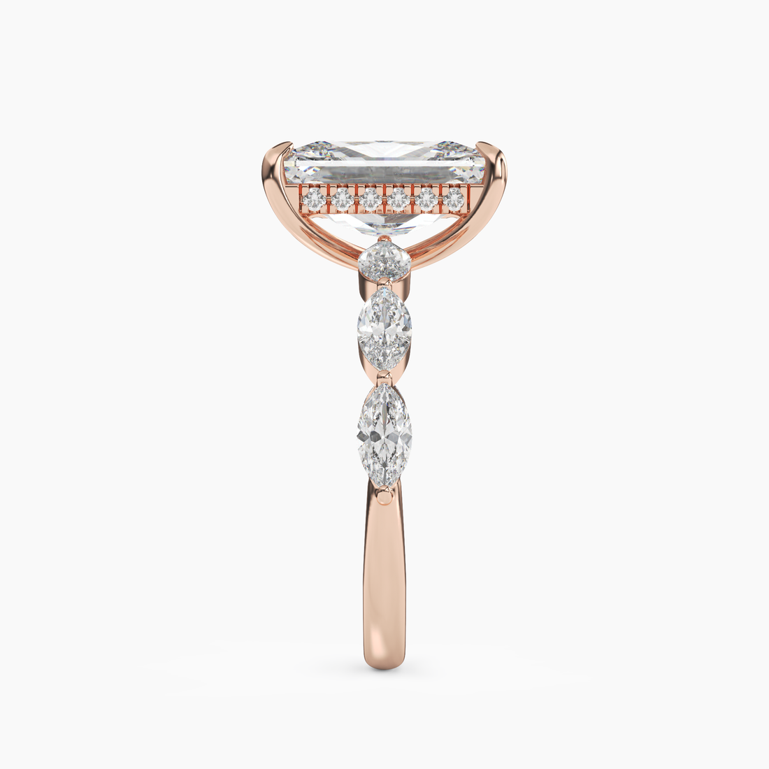 Gwyneth 1.5 Carat Radiant Cut Hidden Halo Lab Grown Diamond Ring in 14K Rose Gold - View 3