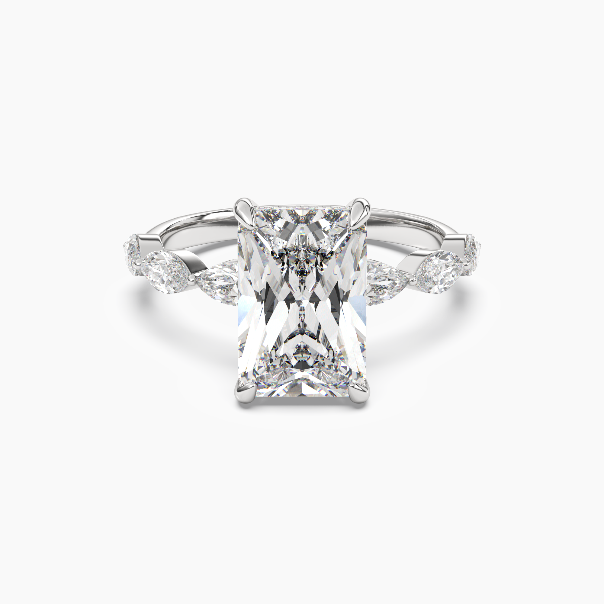 Gwyneth 1.5 Carat Radiant Cut Hidden Halo Lab Grown Diamond Ring in 14K White Gold