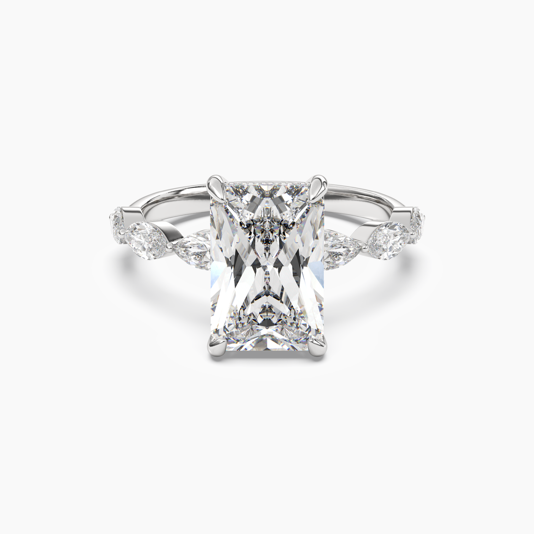Gwyneth 2 Carat Radiant Cut Hidden Halo Lab Grown Diamond Ring in Silver