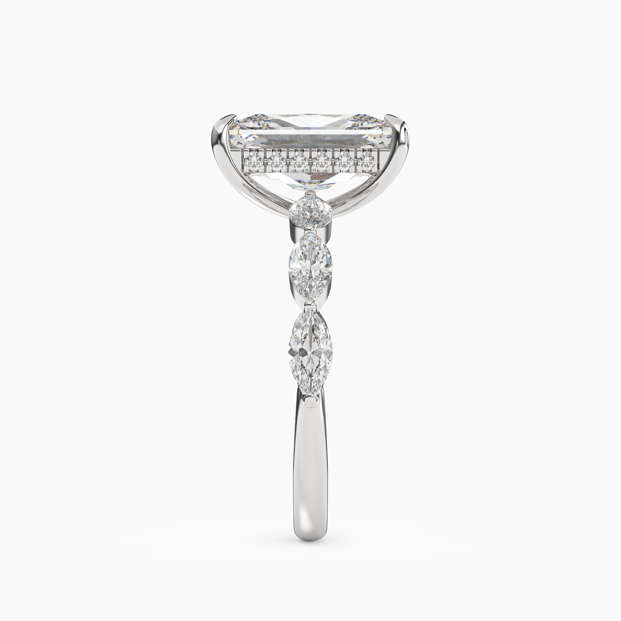 Gwyneth 1 Carat Radiant Cut Hidden Halo Lab Grown Diamond Ring in 14K White Gold - View 3