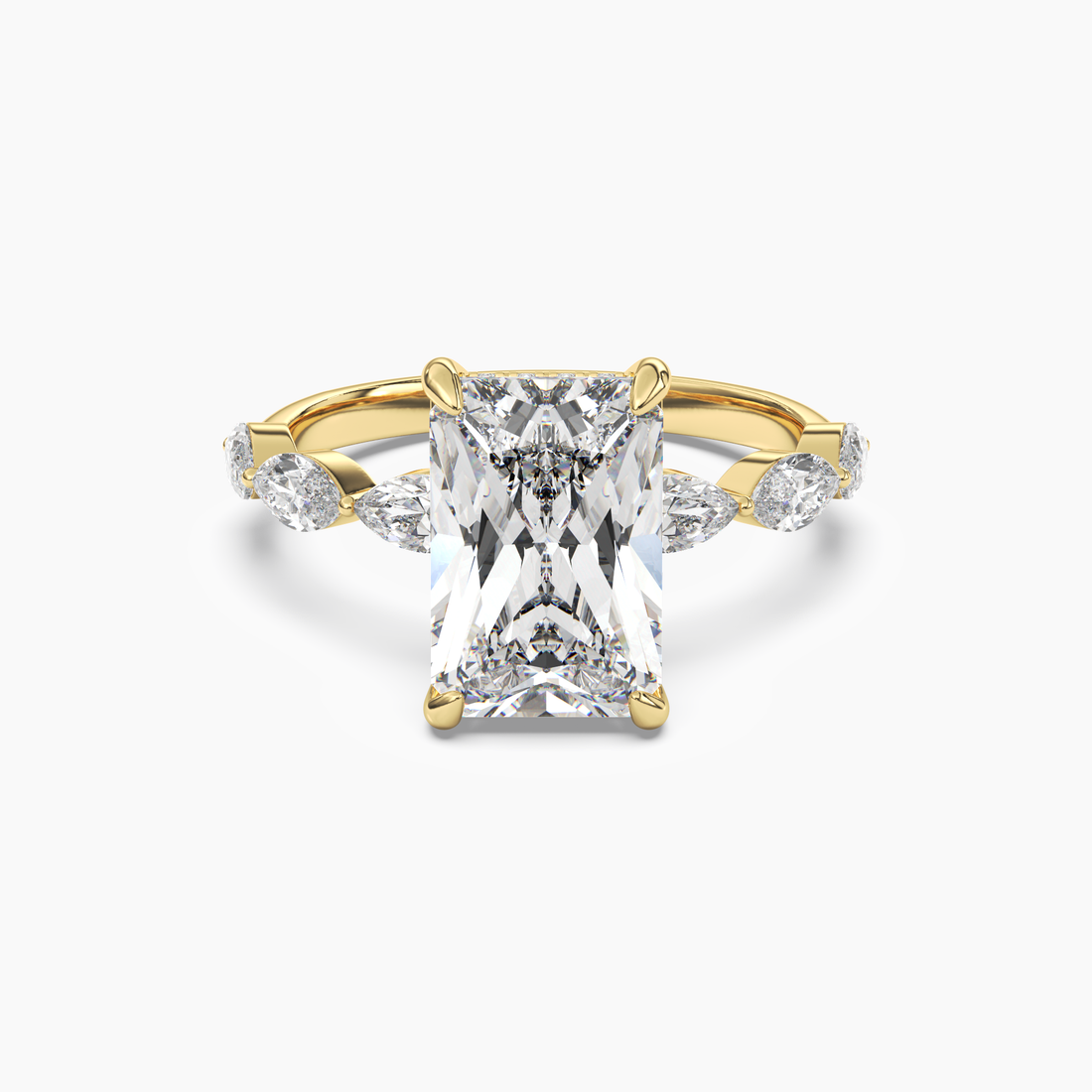 Gwyneth 5 Carat Radiant Cut Hidden Halo Lab Grown Diamond Ring in Silver - View 4