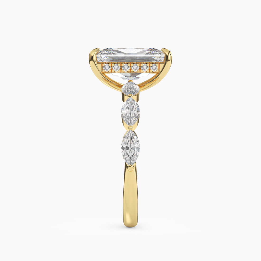 Gwyneth 4.5 Carat Radiant Cut Hidden Halo Lab Grown Diamond Ring in 14K Rose Gold - View 9