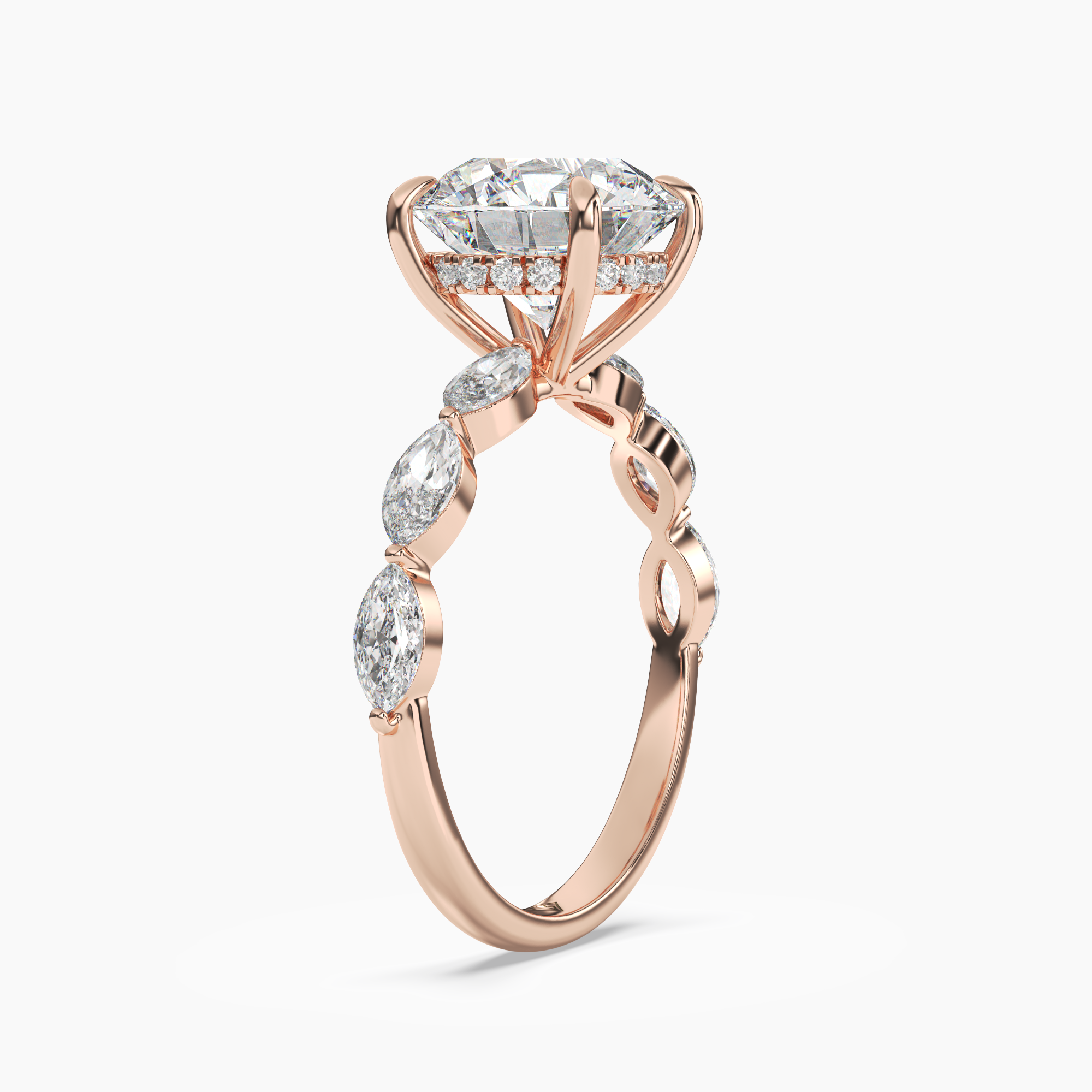 Gwyneth 2.5 Carat Round Cut Hidden Halo Lab Grown Diamond Ring in 18K Yellow Gold - View 8