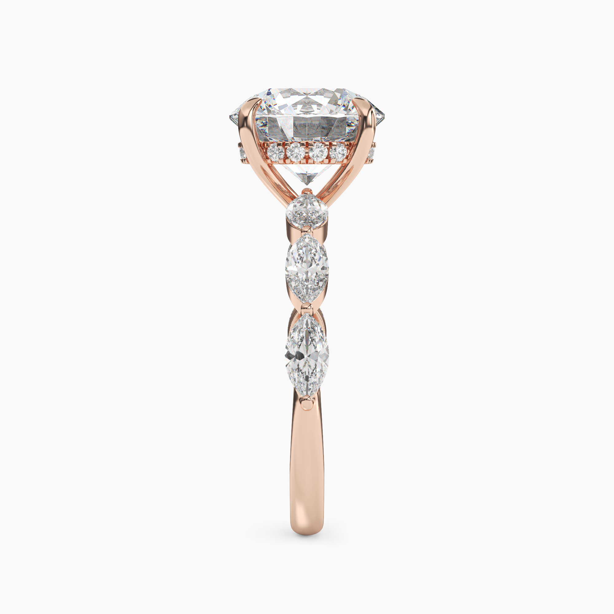 Gwyneth 1.5 Carat Round Cut Hidden Halo Lab Grown Diamond Ring in 10K White Gold - View 9