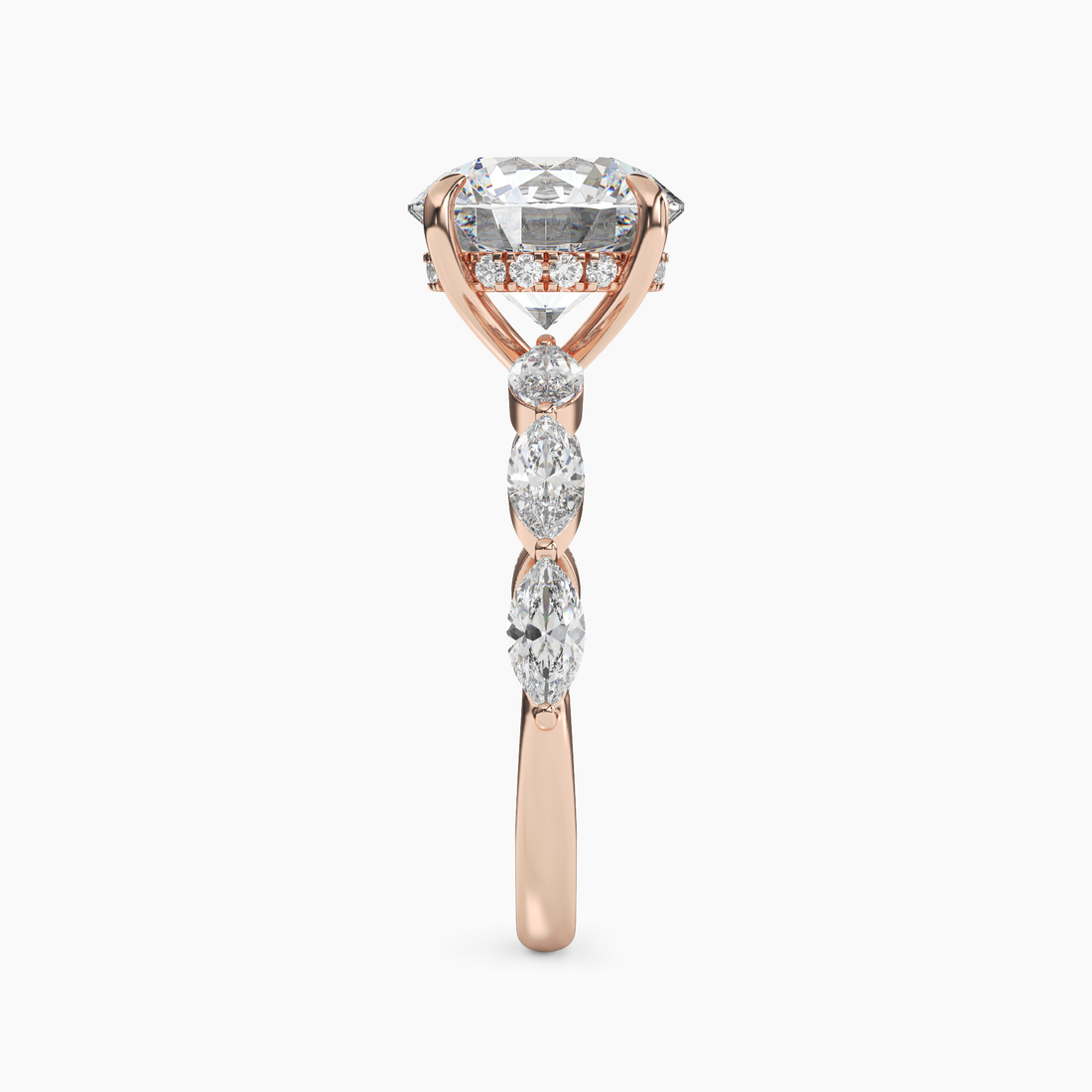 Gwyneth 1 Carat Round Cut Hidden Halo Lab Grown Diamond Ring in 18K Yellow Gold - View 9