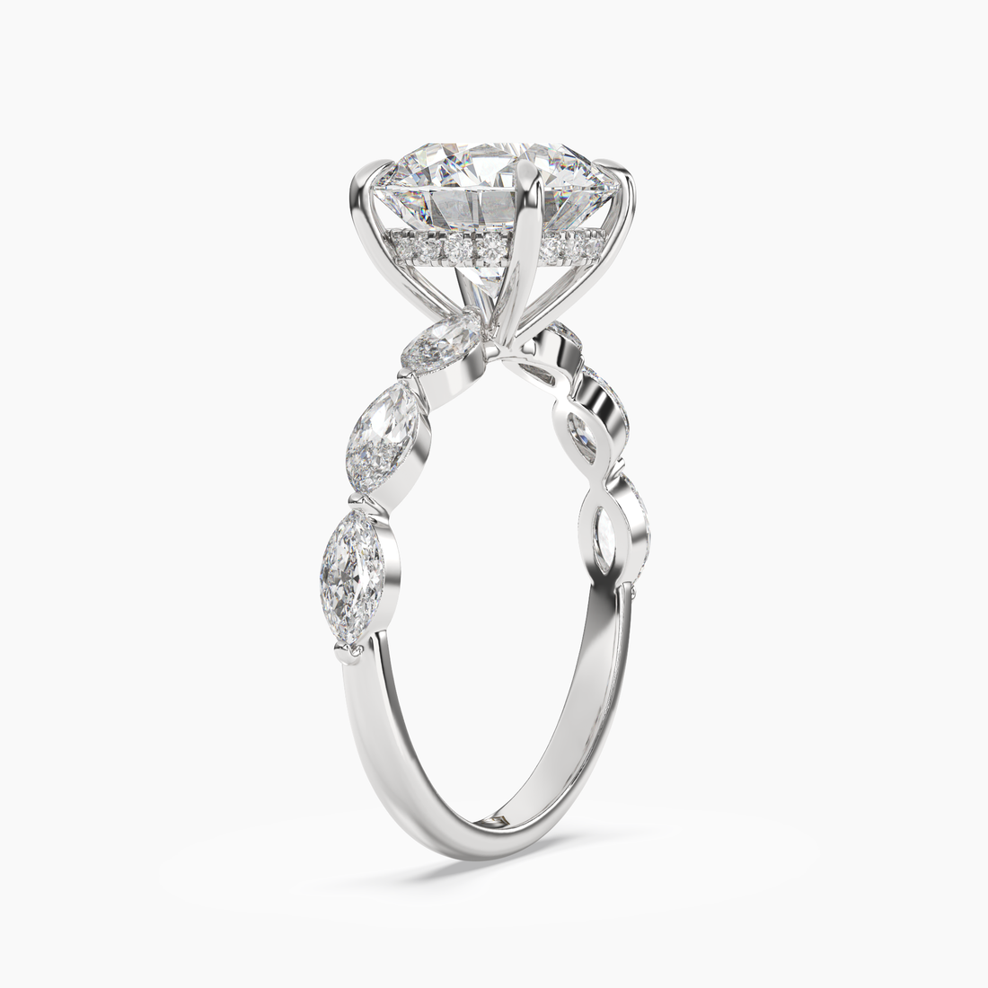 Gwyneth 2.5 Carat Round Cut Hidden Halo Lab Grown Diamond Ring in 18K Rose Gold - View 5